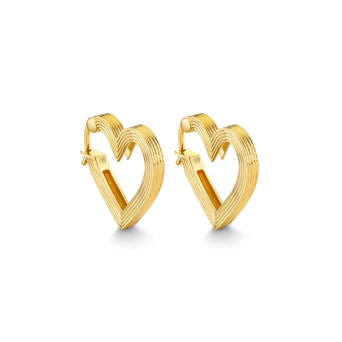Fluted Heart Hoops