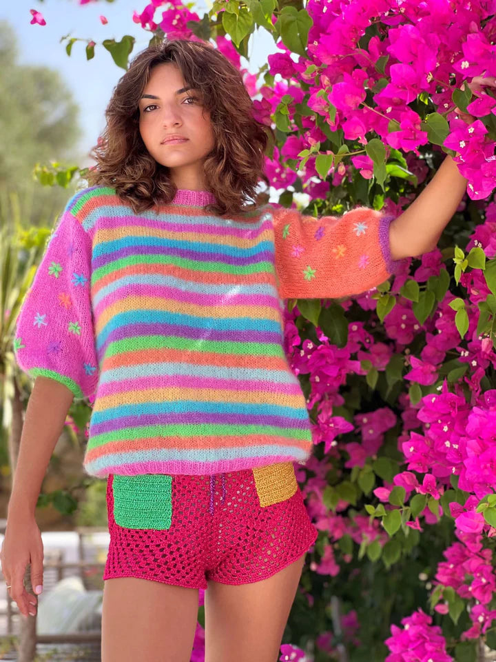 Knitted Multi Color Pullover Sweater