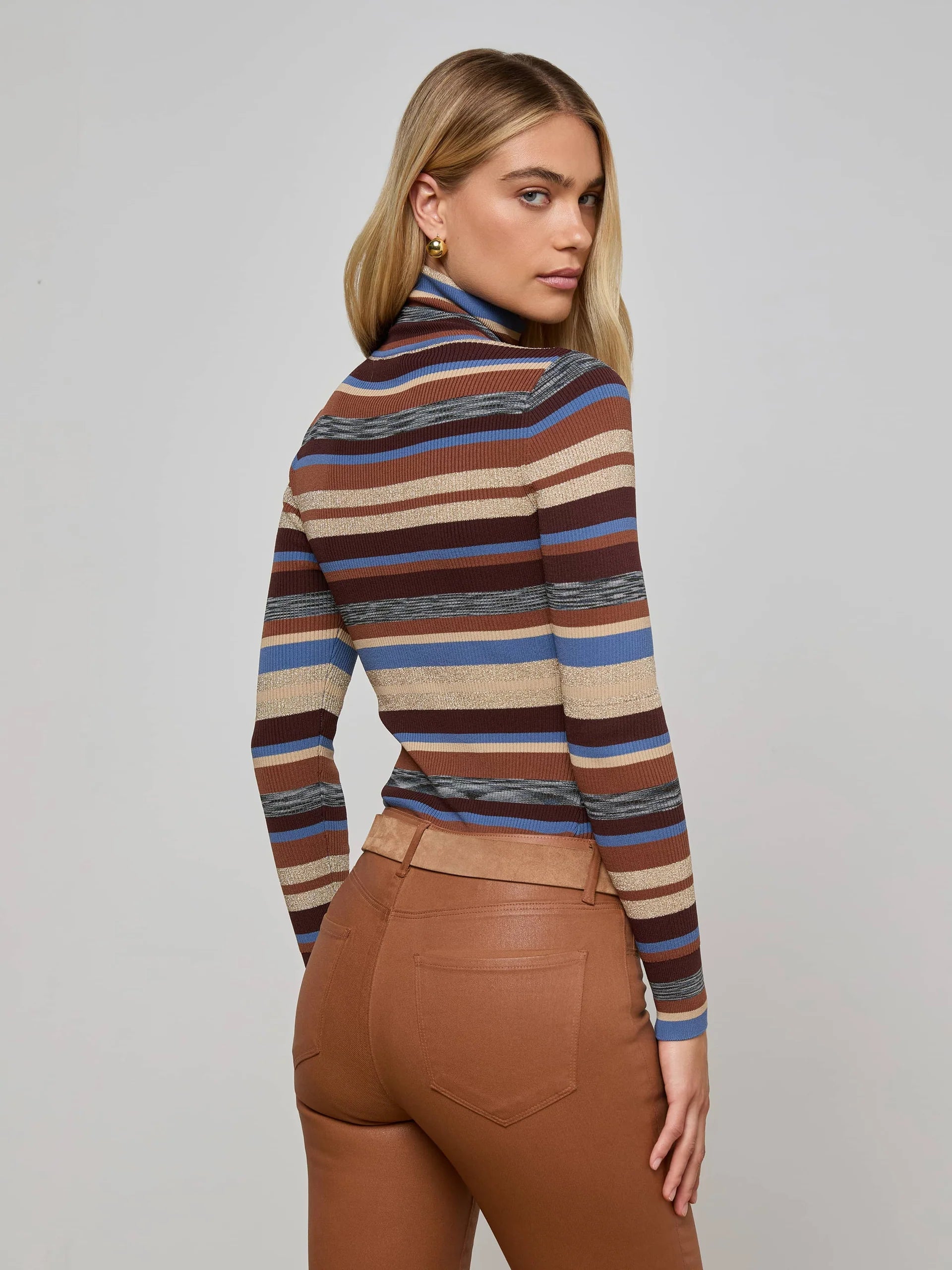 Olene Stripe Turtleneck Top