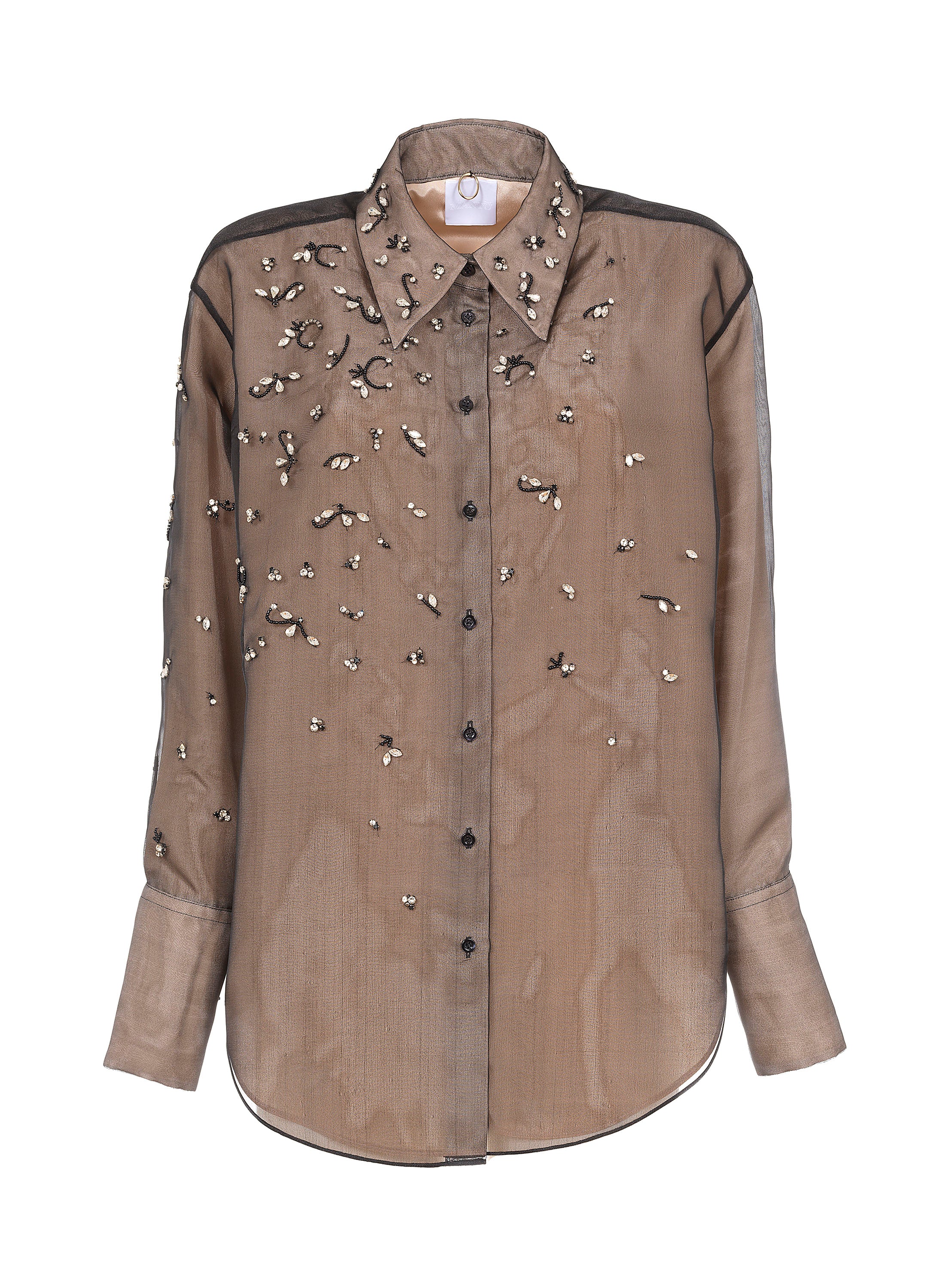 Long Sleeve Gem Embellished Shirt