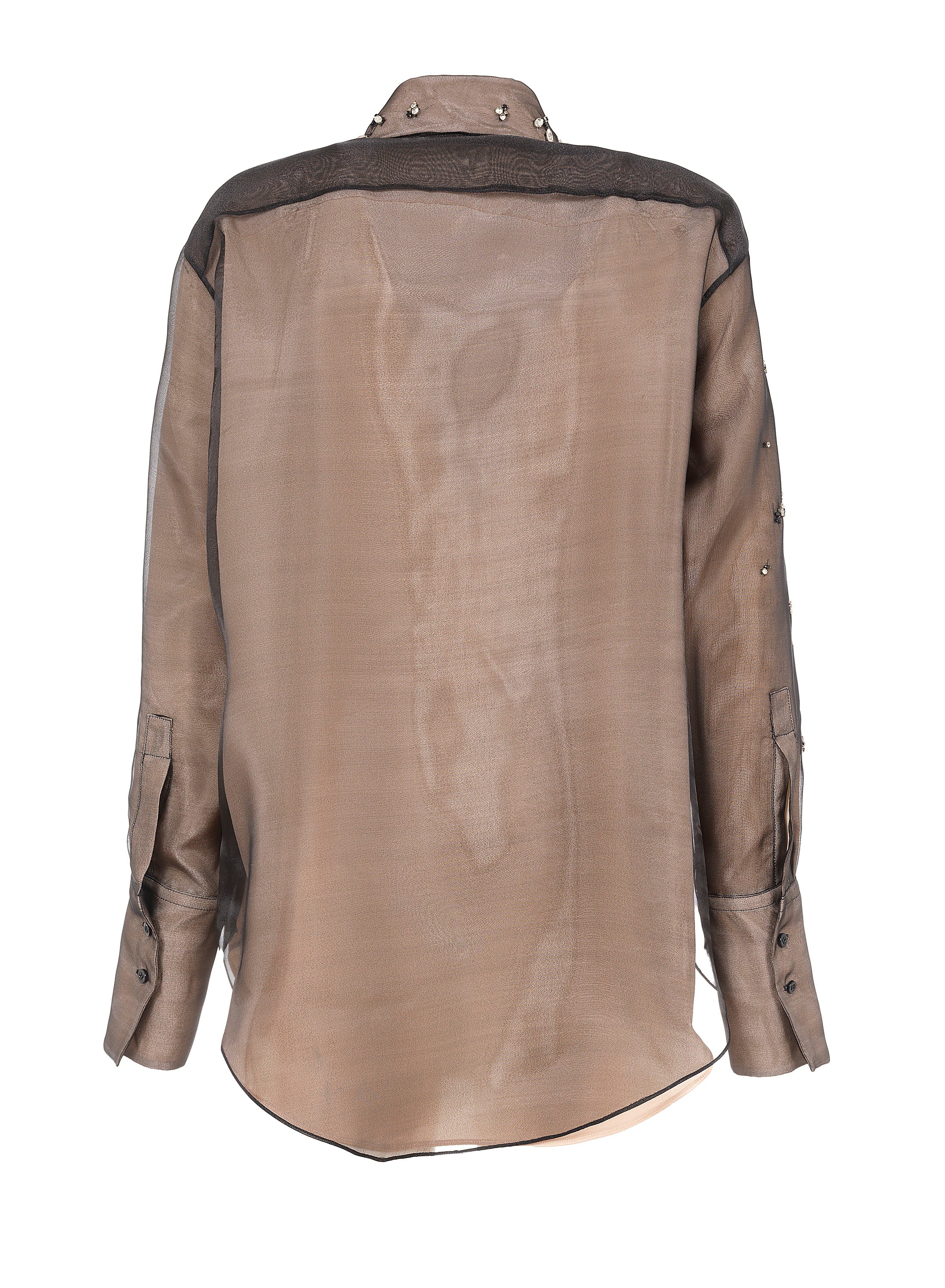 Long Sleeve Gem Embellished Shirt