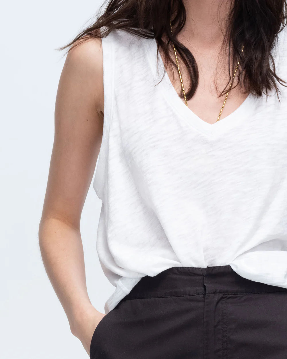Slub Jersey V Neck Tank Top