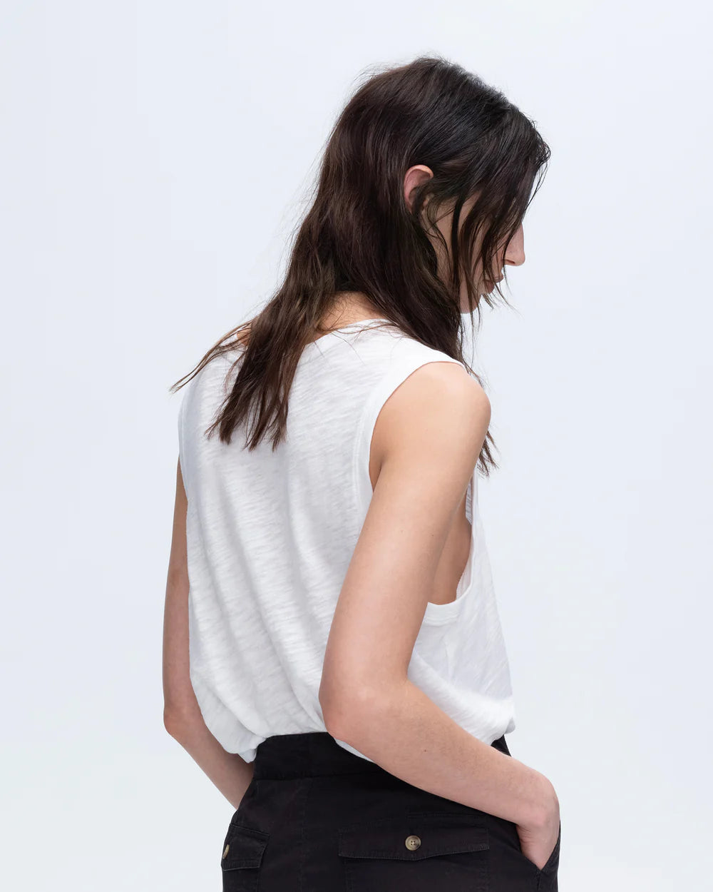 Slub Jersey V Neck Tank Top