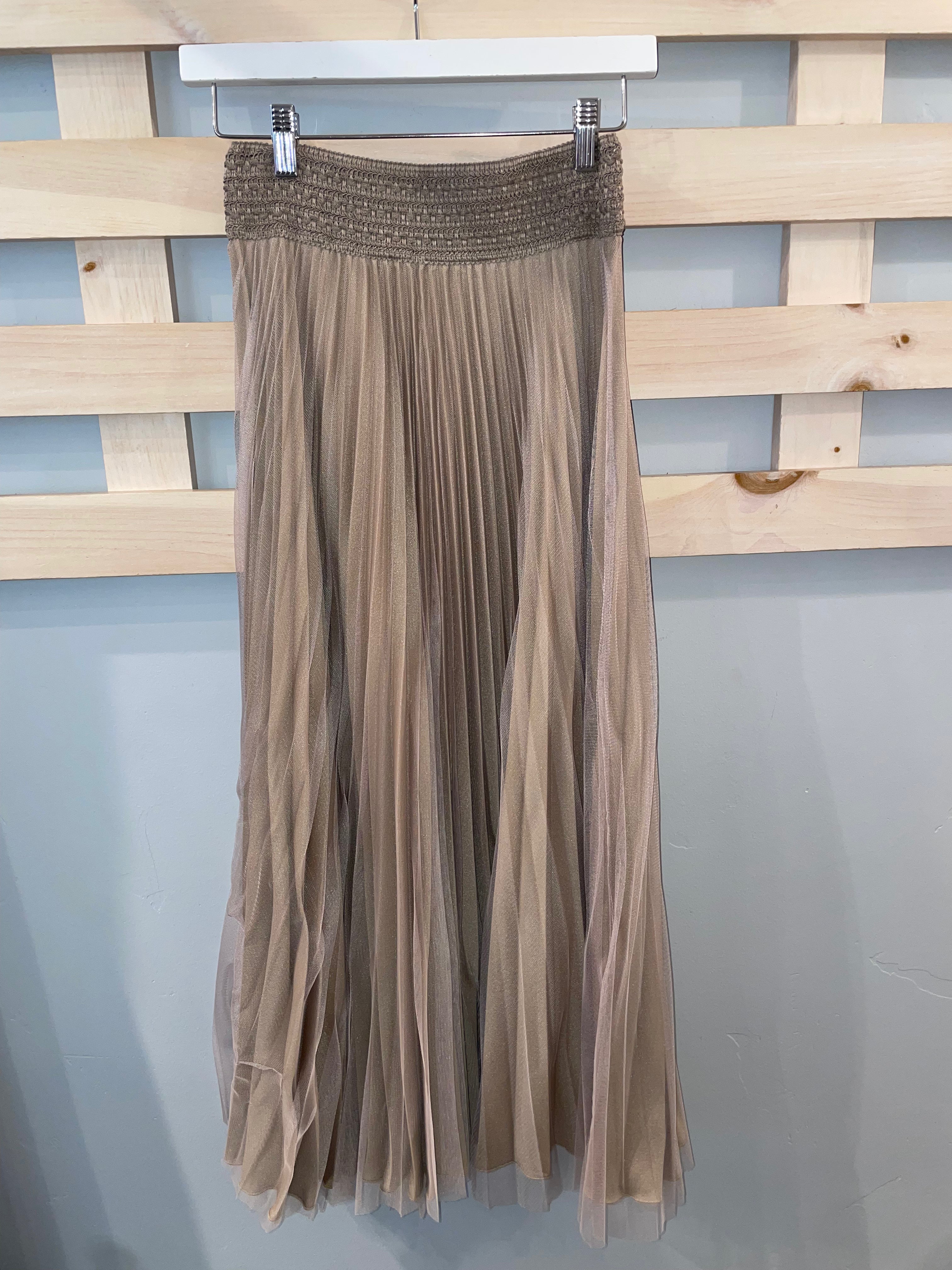 Crepe Mesh Taupe Skirt