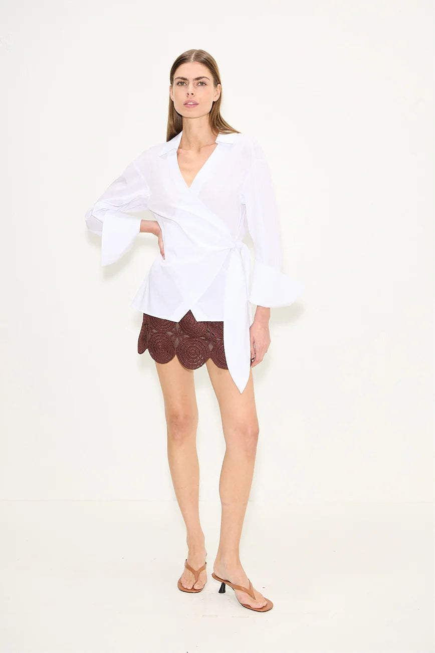 Anya Poplin Wrap Top