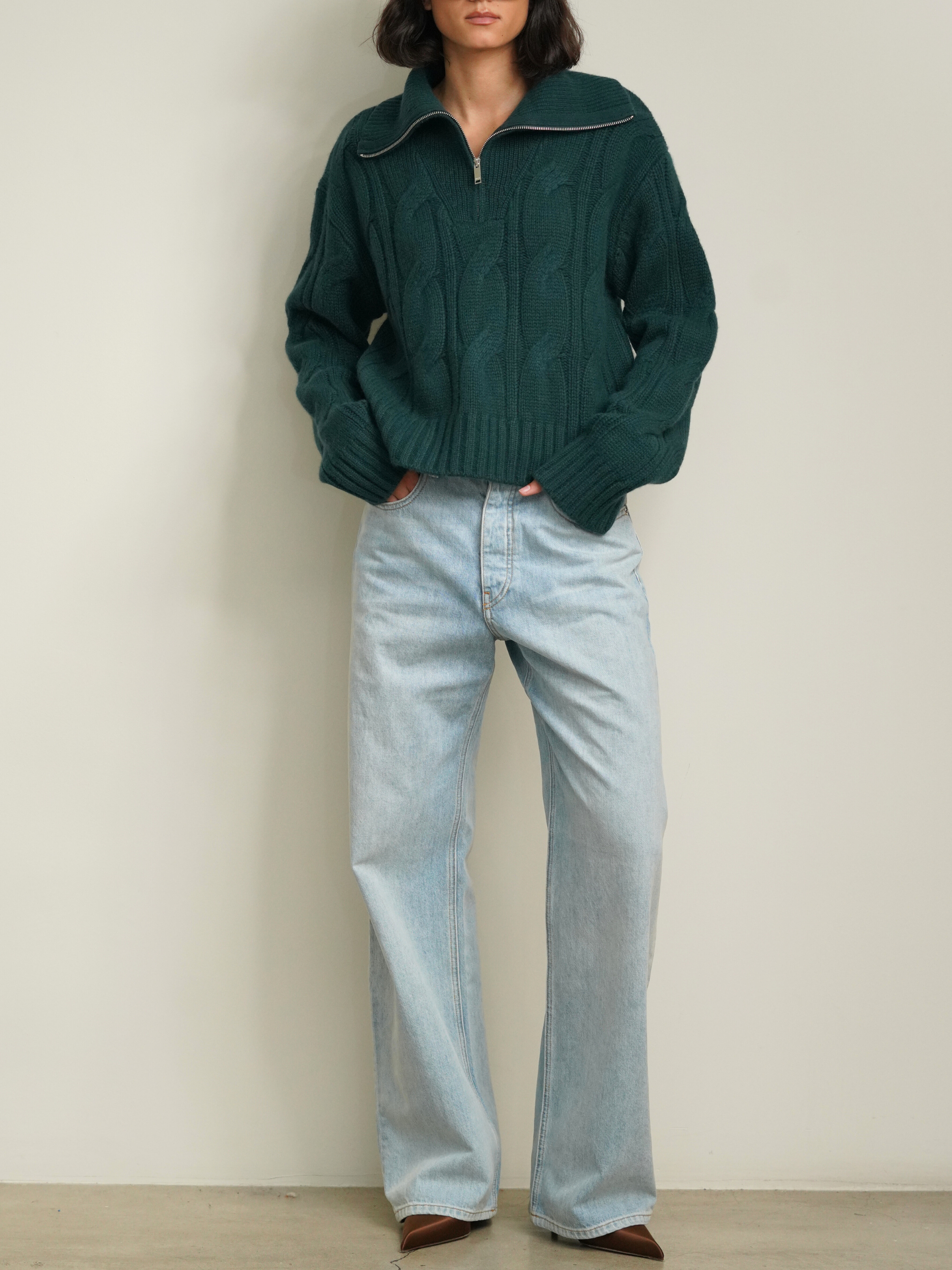 Esme Half Zip Cable Sweater