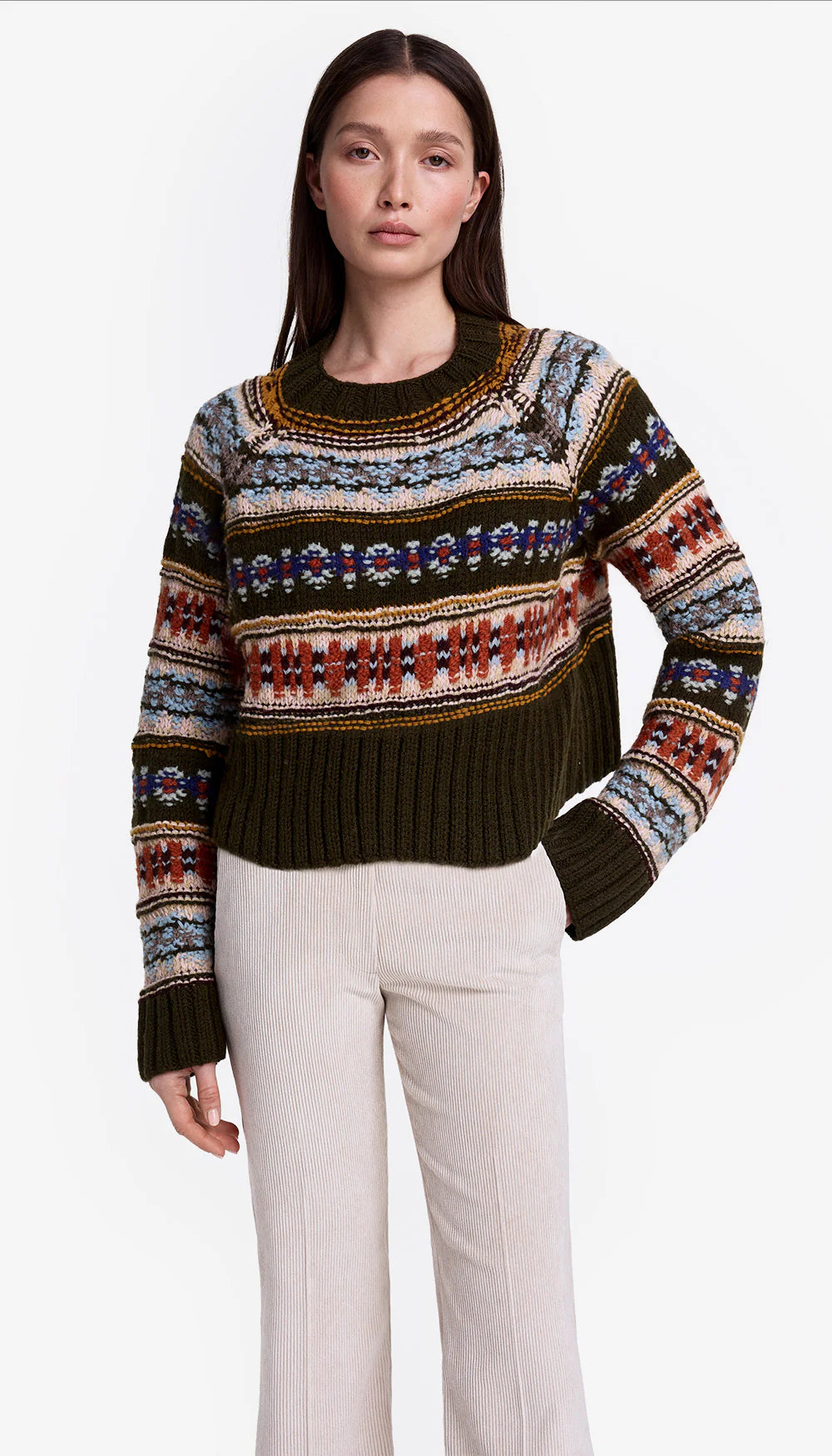 Handknit Cropped Crewneck Sweater