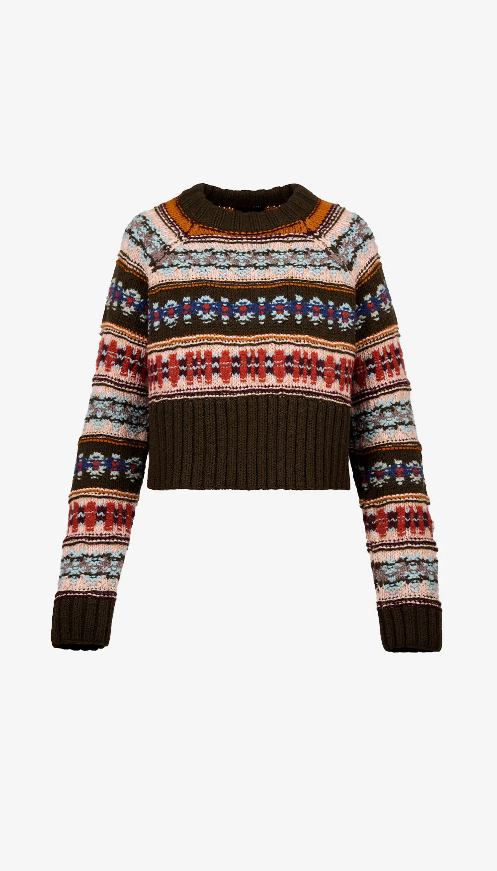 Handknit Cropped Crewneck Sweater