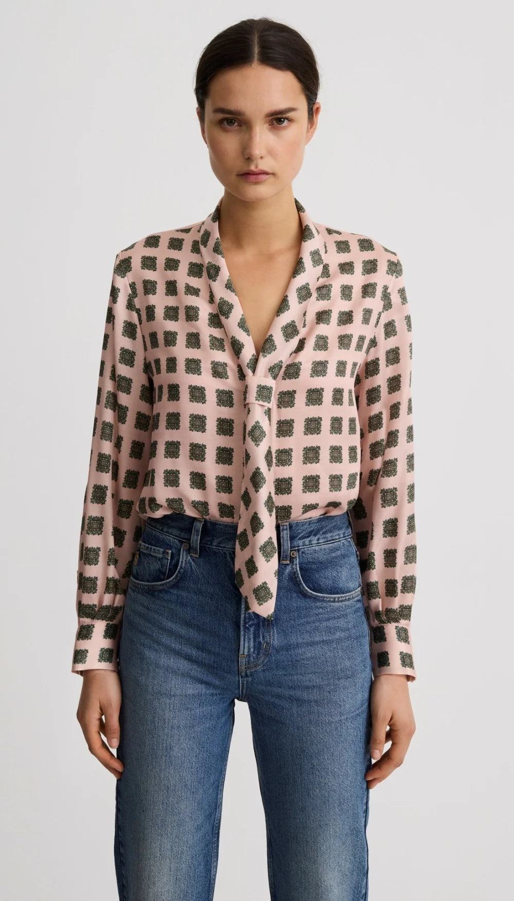 V-Necktie Blouse