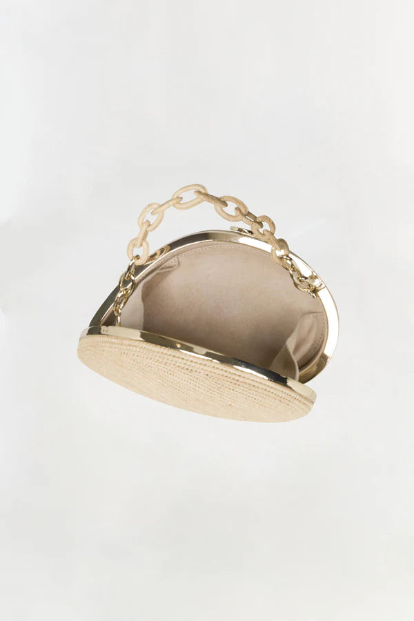 Brigid Raffia Oyster Clutch