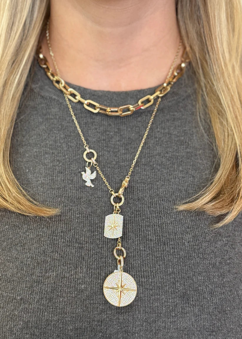 Pave Starburst Dog Tag