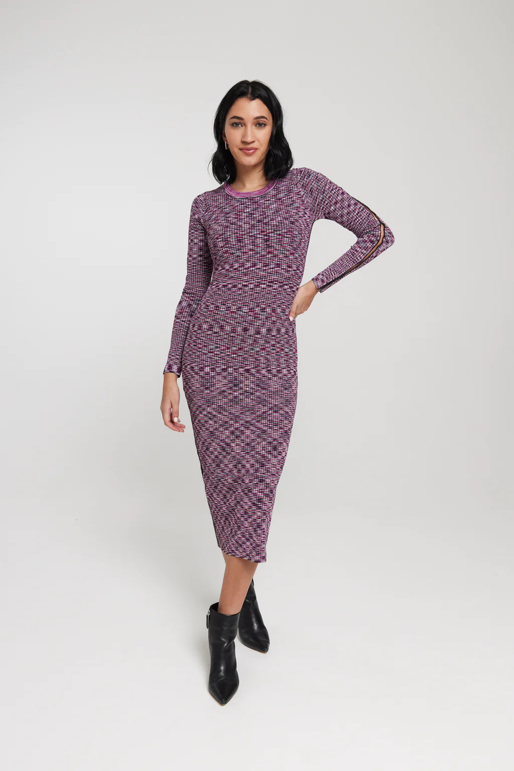 The Space Dye Ribbed Sweater Midi Dress