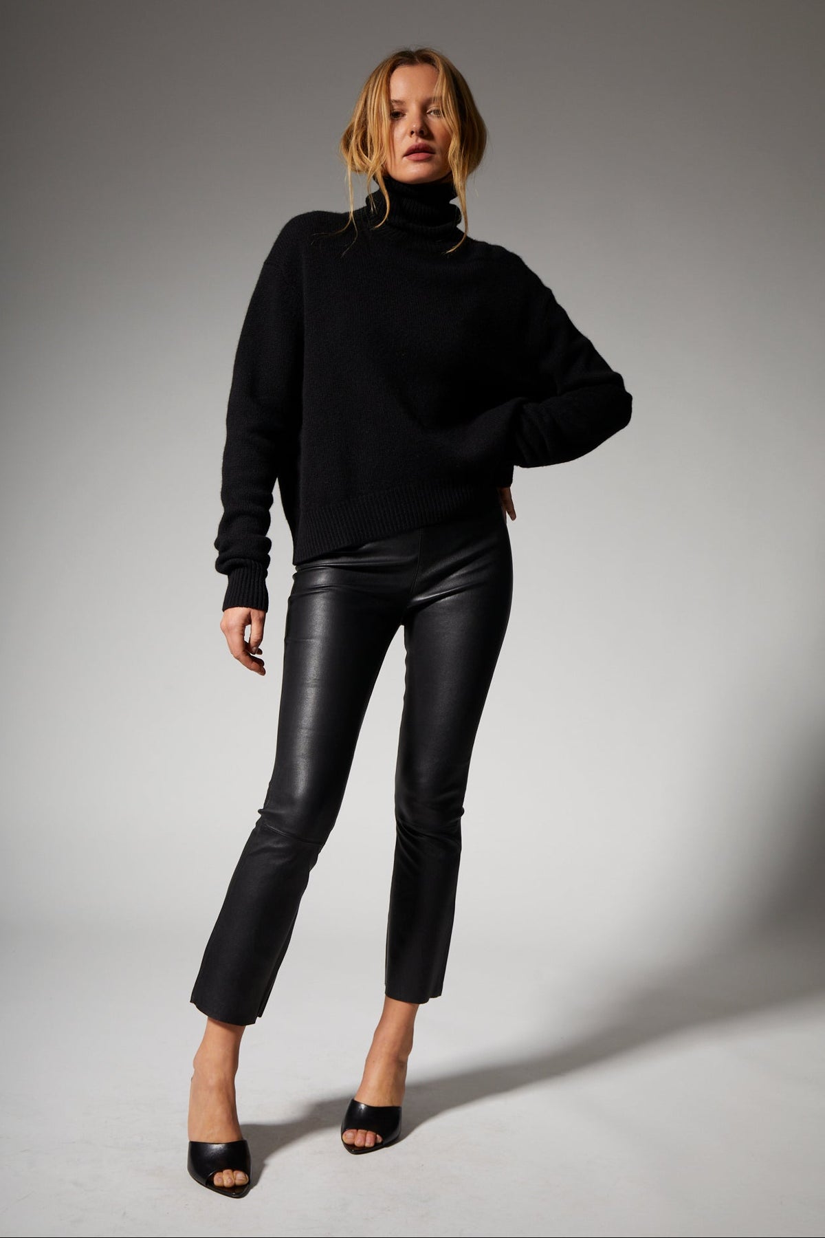 Leather Crop Flare Pant