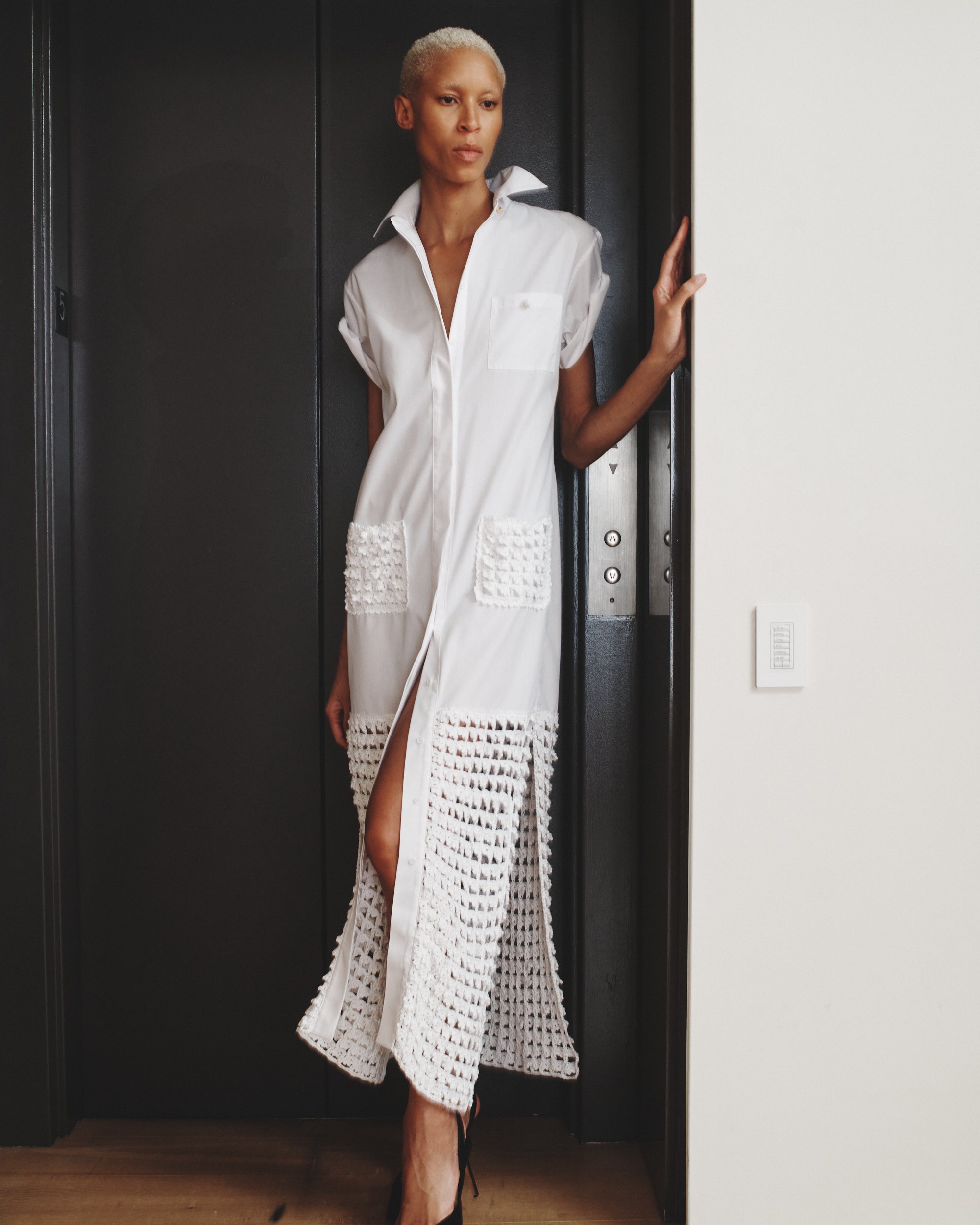 Sidney Shirt Dress with Crochet Skirt