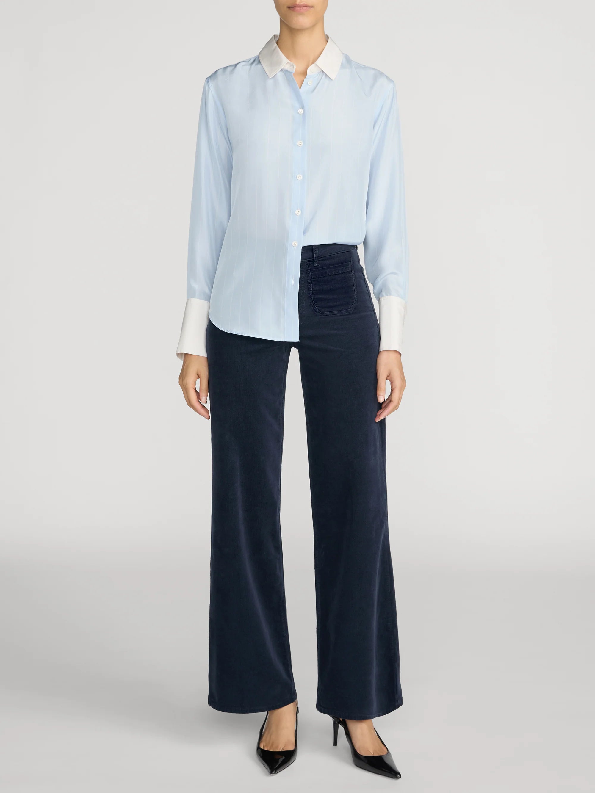 Le Slim Palazzo Modernist Pocket Corduroy Pant