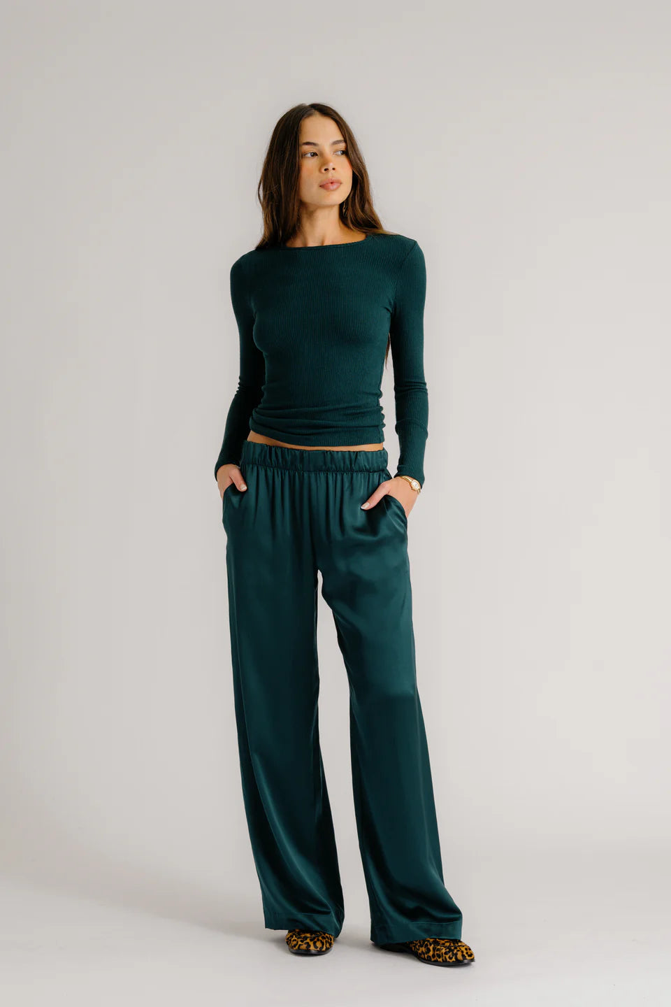 Brynn High Rise Pull On Wide Pant