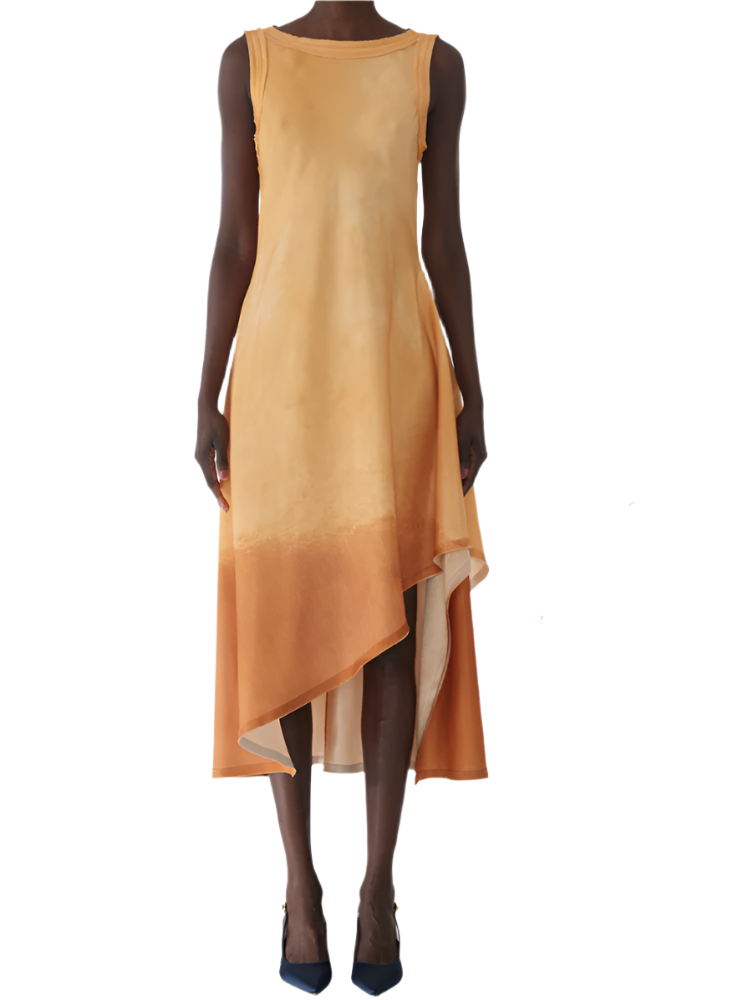 Smudged Canvas Asymmetrical Dress