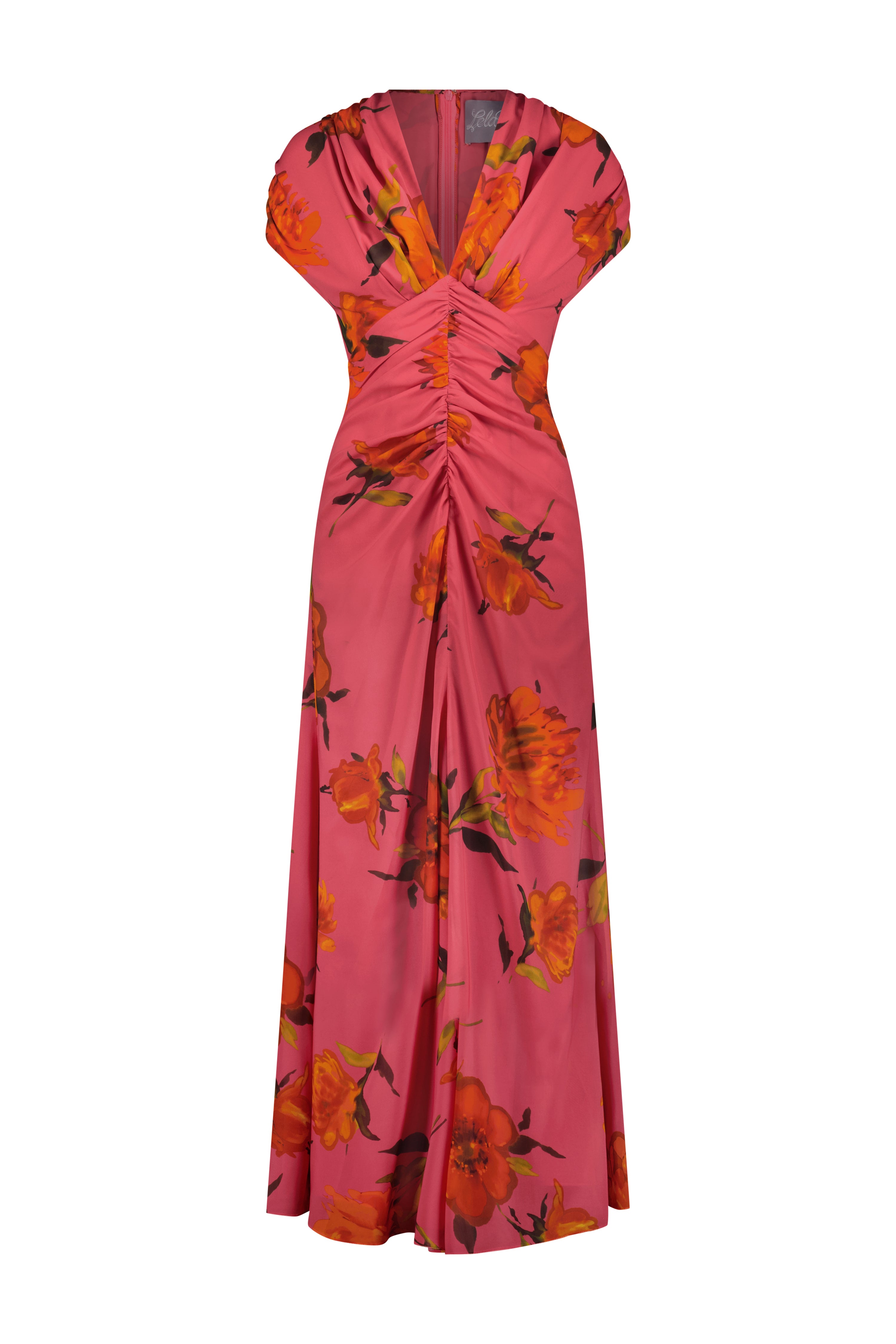 V Neck Shirred Dress