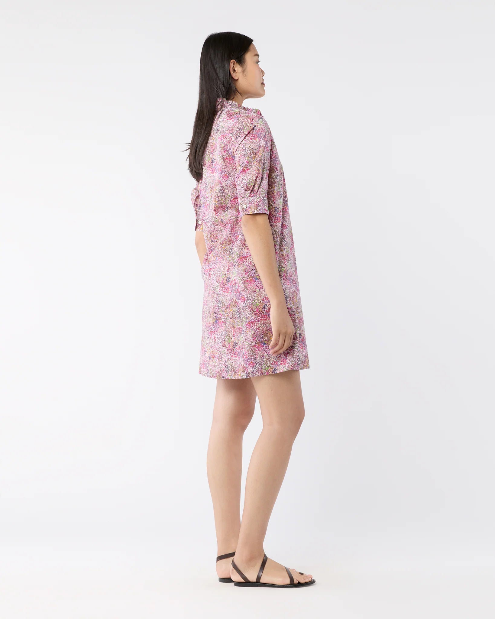 Elbow-Sleeved Frill Dress