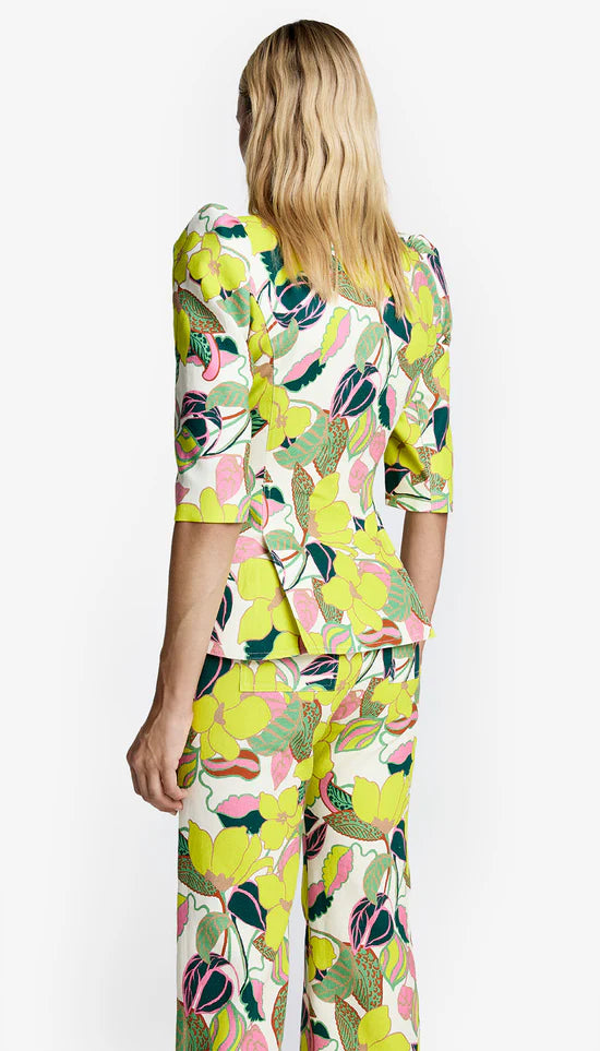 Crop Sleeve Pouf One Button Blazer