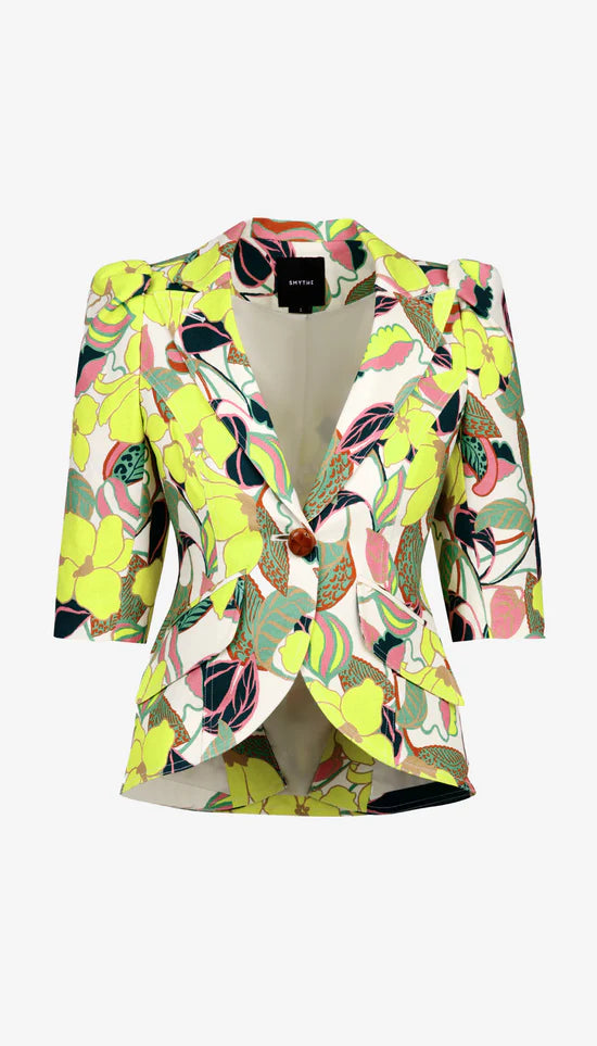 Crop Sleeve Pouf One Button Blazer