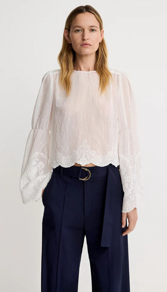 Embroidered Bell Sleeve Blouse