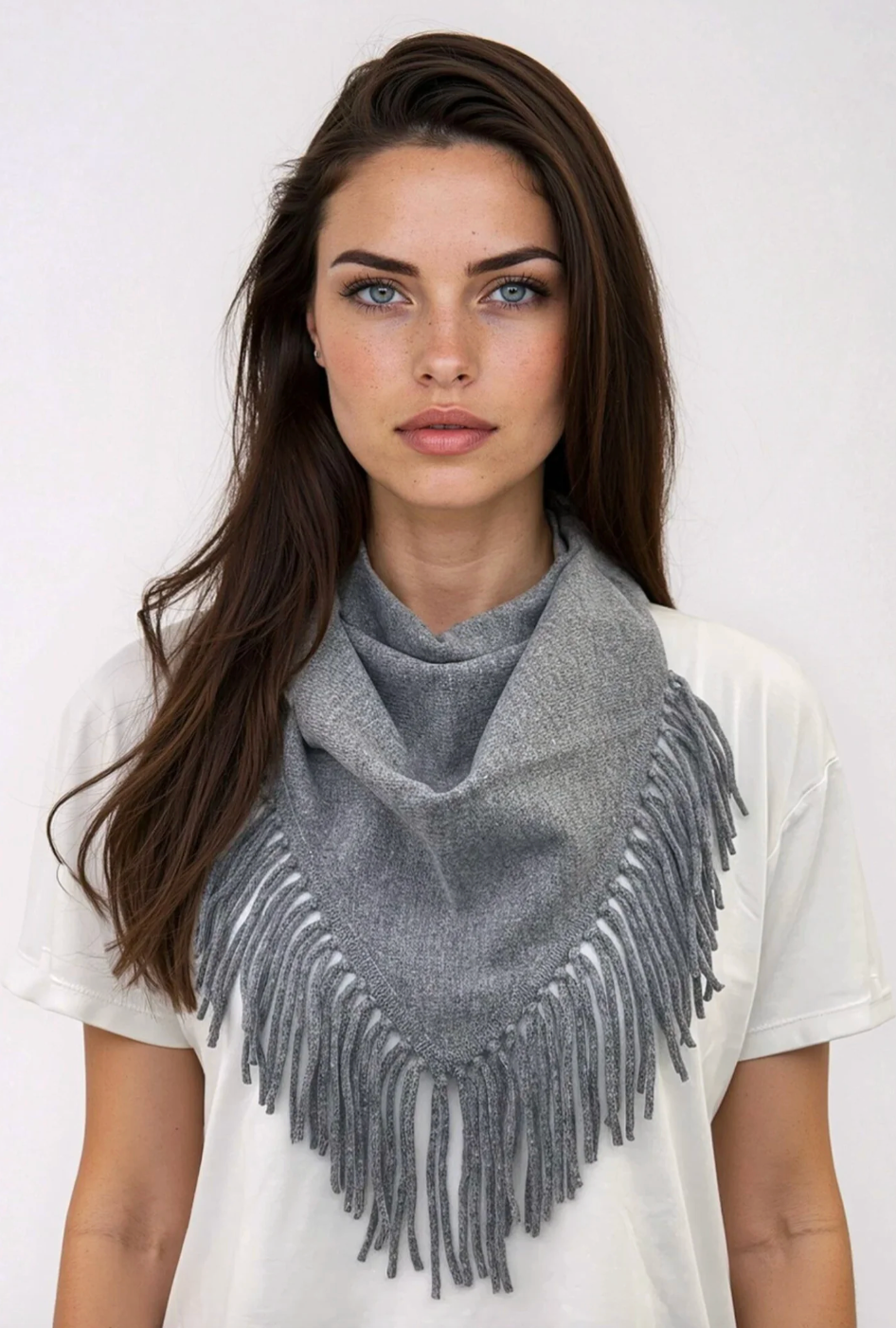 Cashmere Neckerchief Fringe Scarf