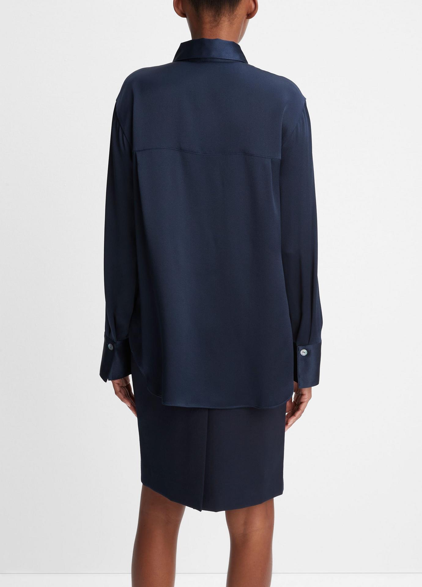Silk Relaxed Chest-Pocket Blouse