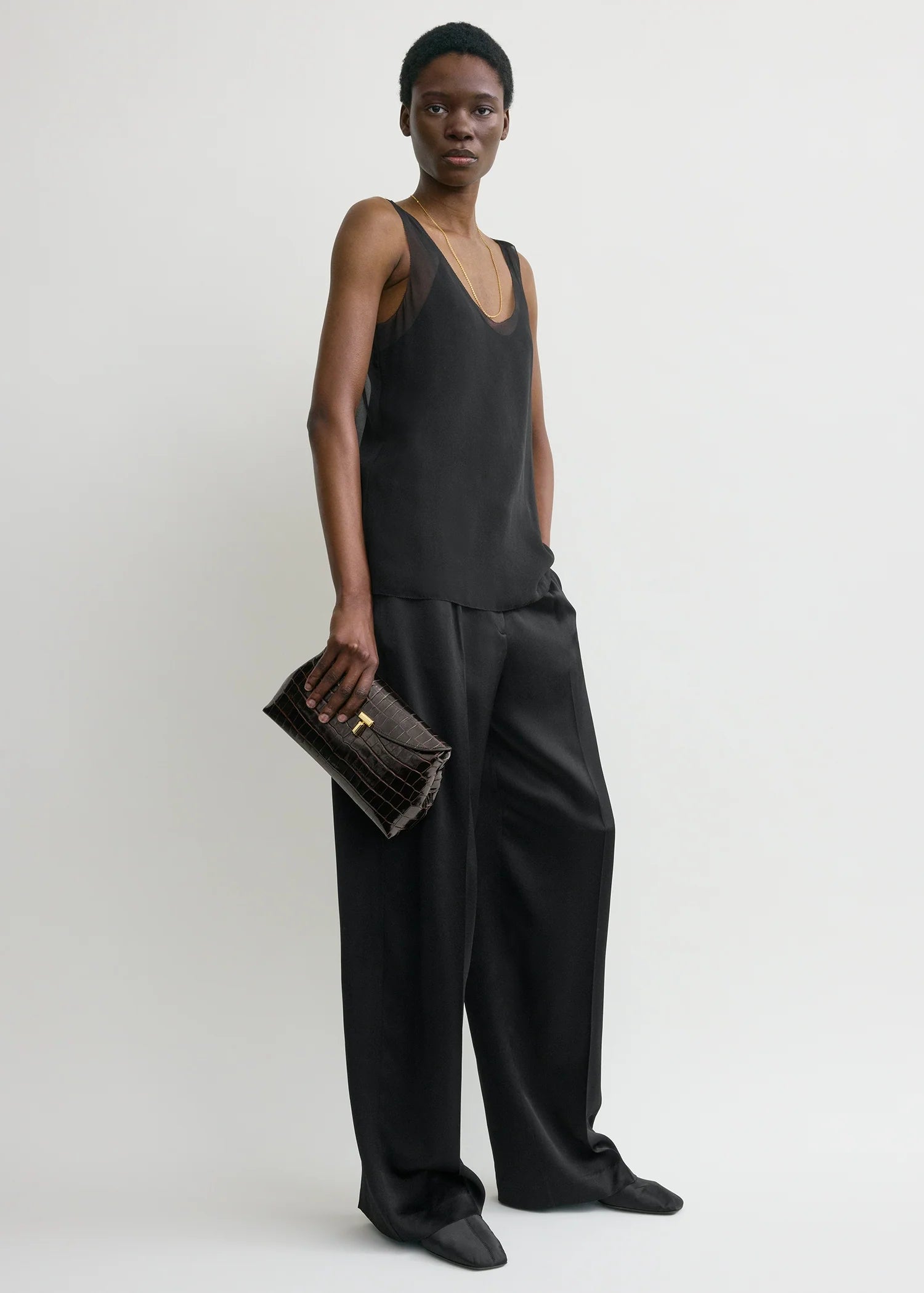 T-Lock Croco-Embossed Clutch