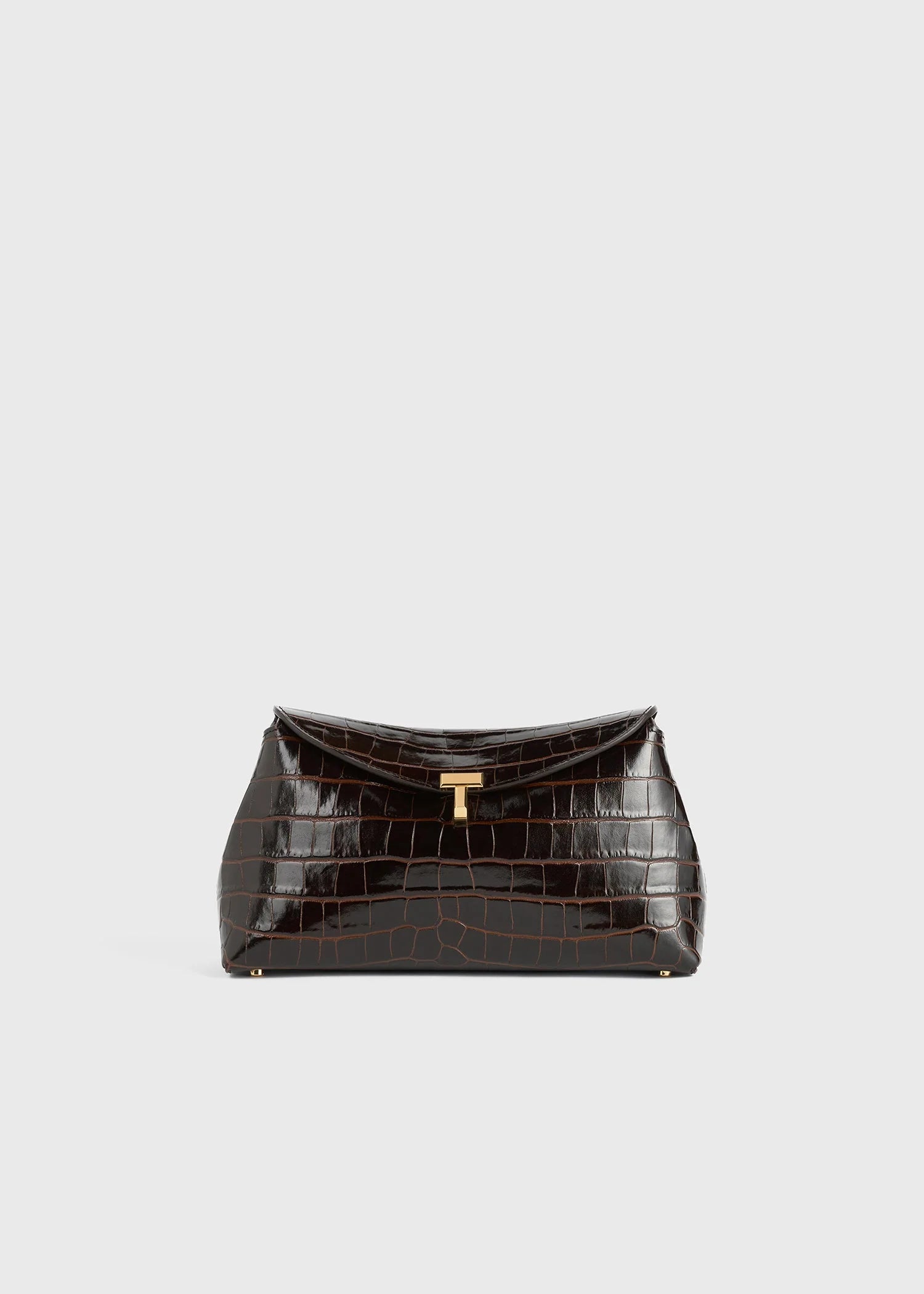 T-Lock Croco-Embossed Clutch