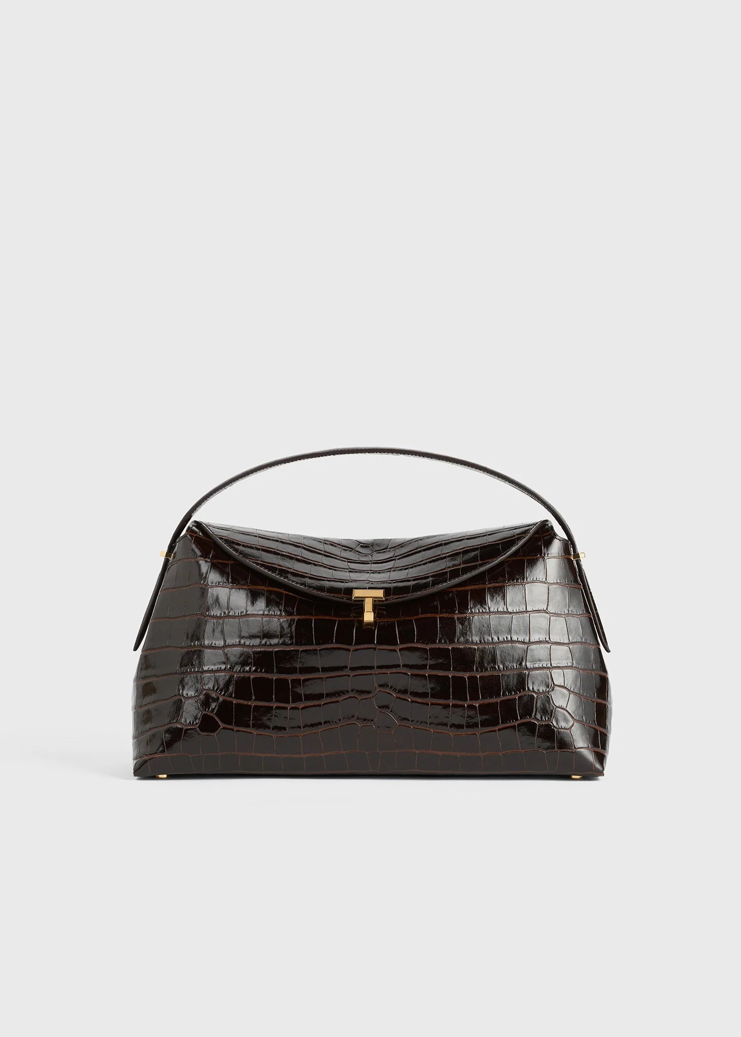 T-Lock Croco-Embossed Top Handle Bag