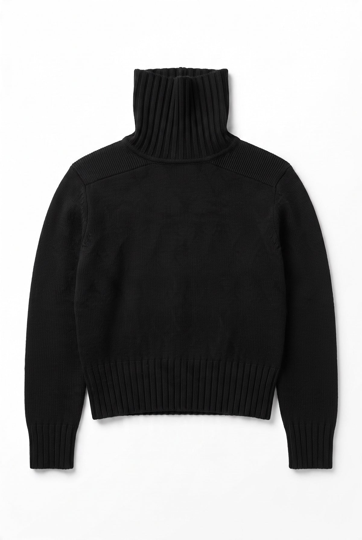 Cashmere Ribbed Trim Turtleneck Sweater