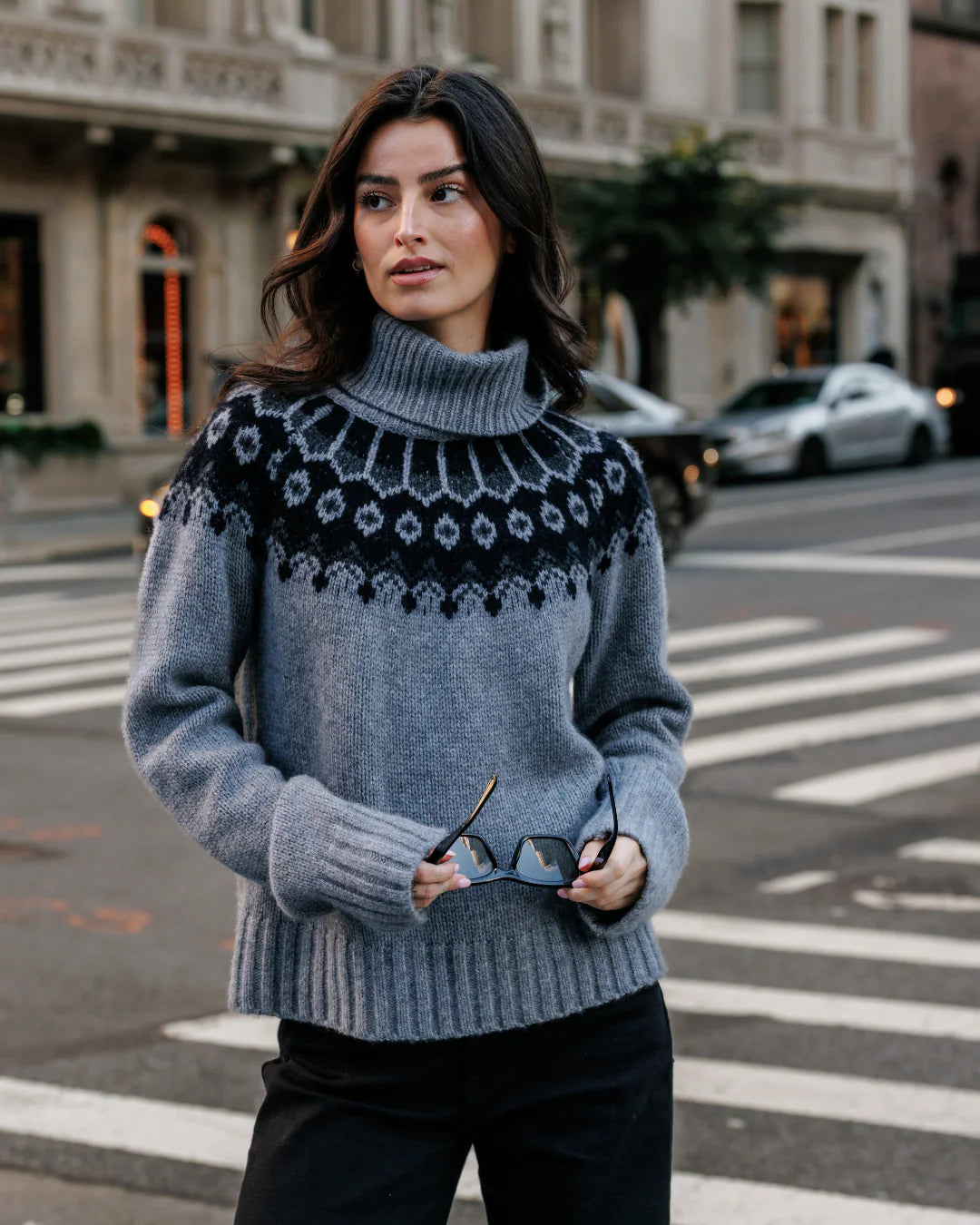 Riley Intarsia Cashmere Turtleneck