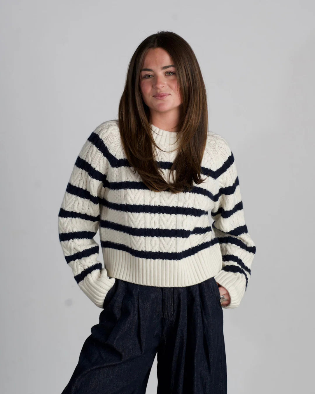 Cameron Stripe Cashmere Crew