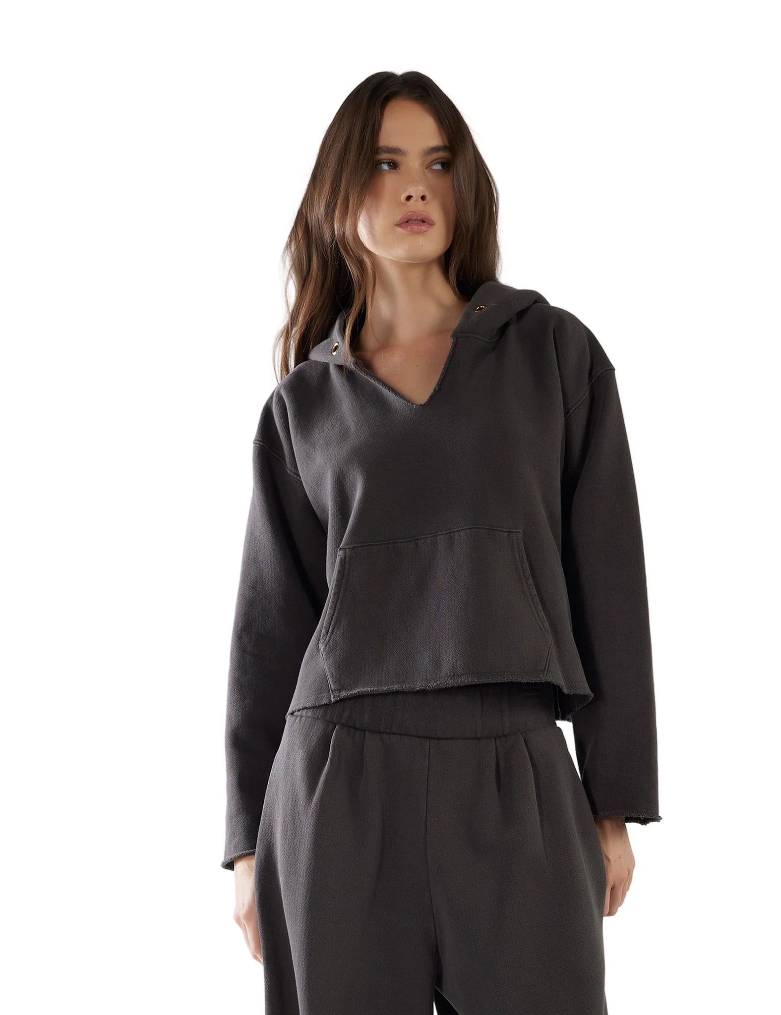 Rachel Raw Crop Hoodie