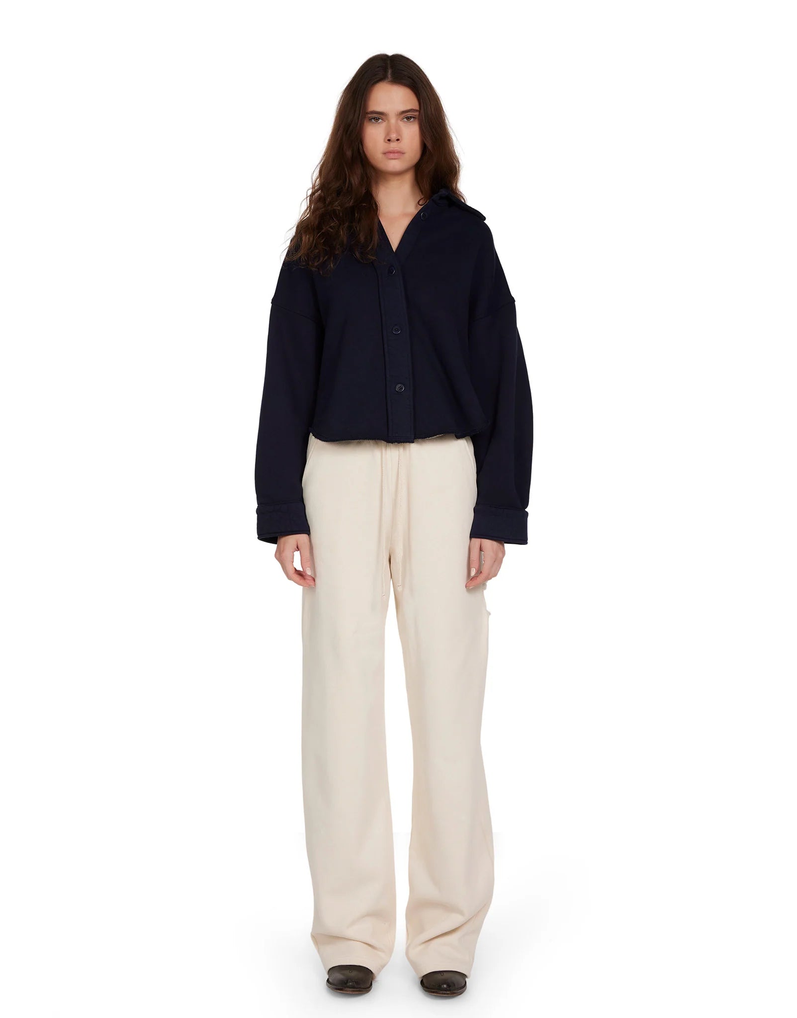 Oversized Crop Button Up