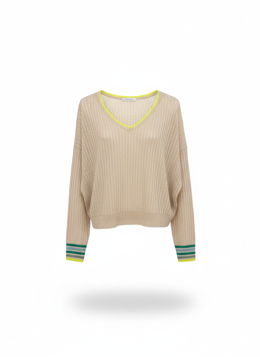 Striped Cuff Reversible Sweater