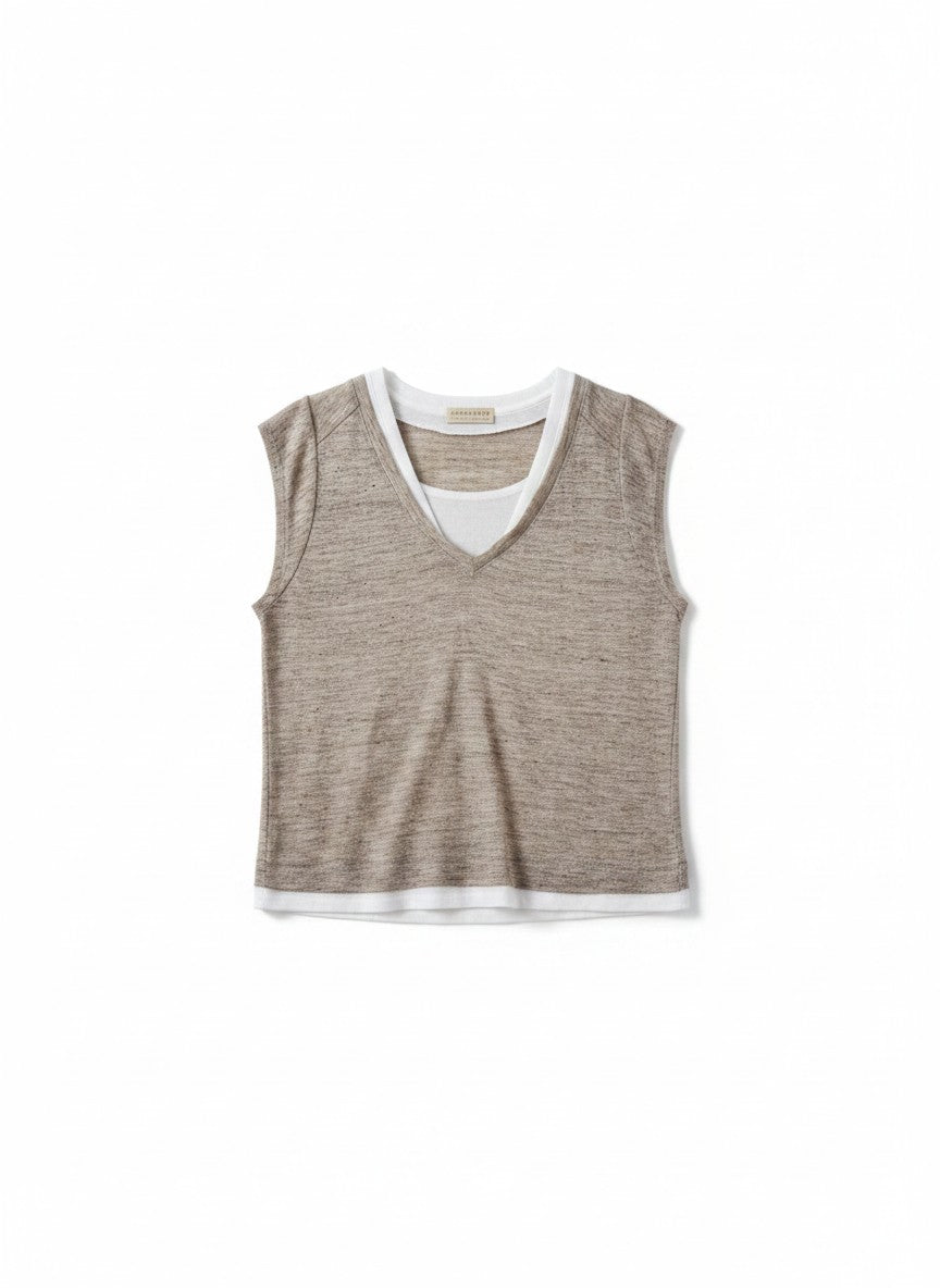 Rib Knit Cap Sleeve Blouse