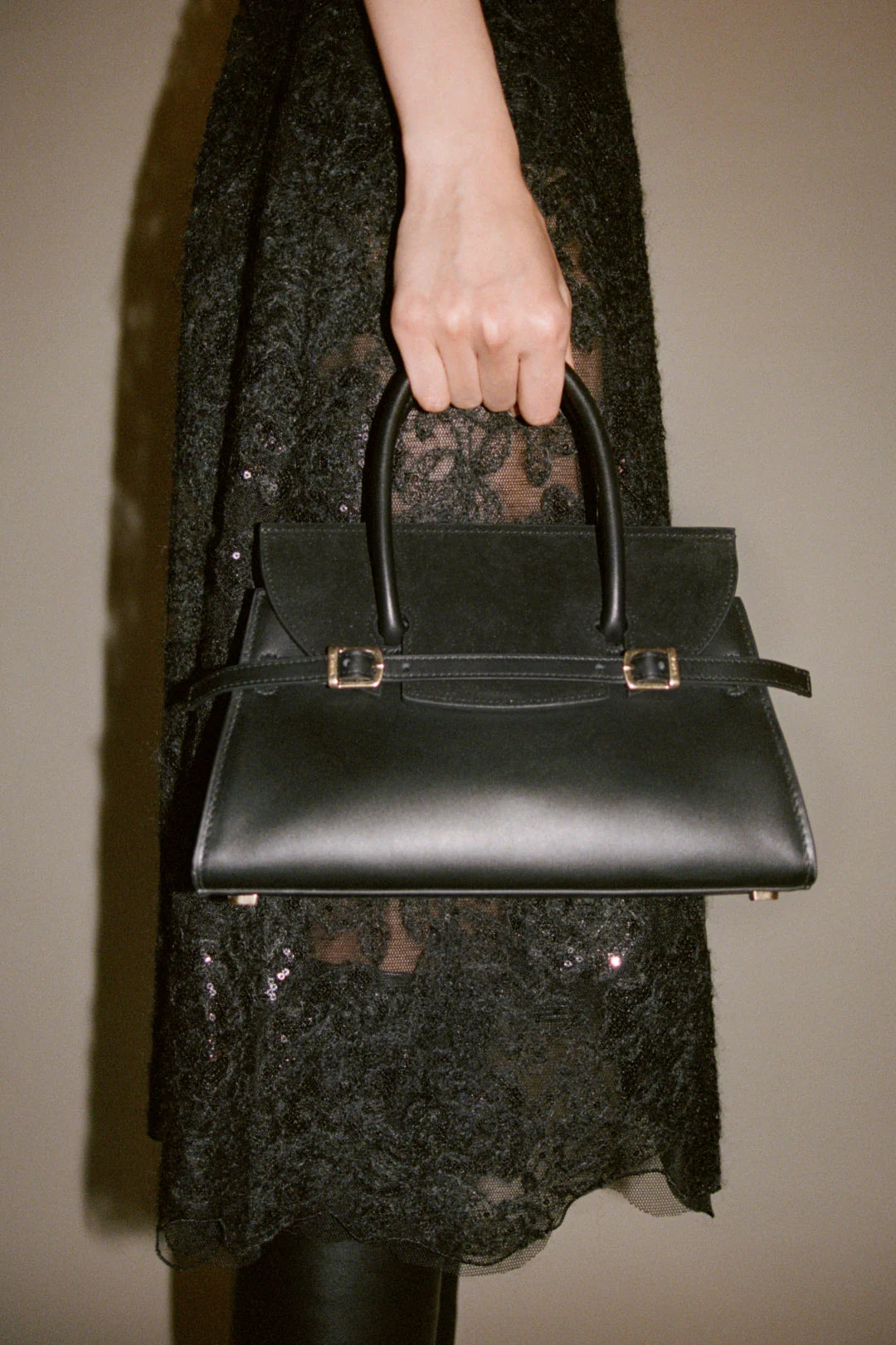 River Small Suede Top Handle Bag