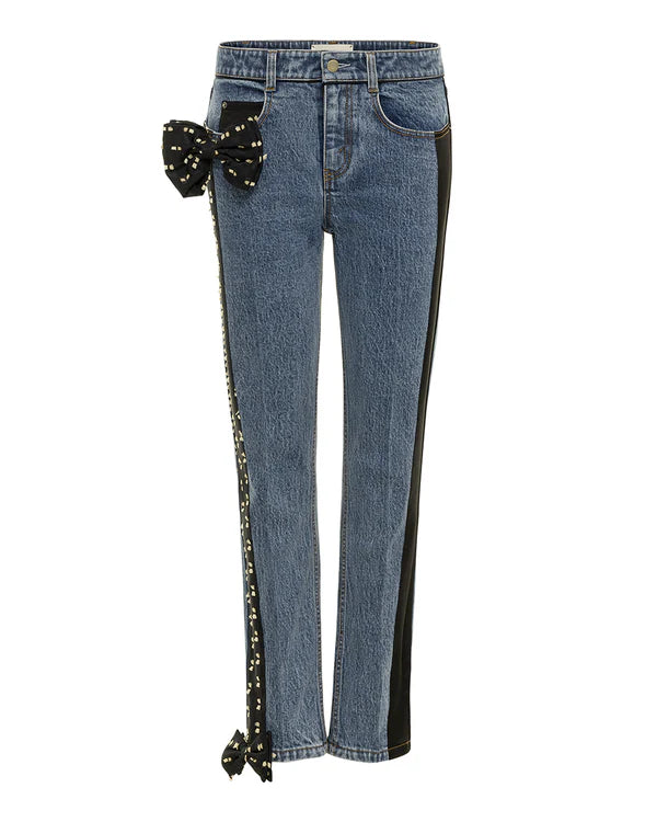 Lyra Embroidered Bow Slim Jeans
