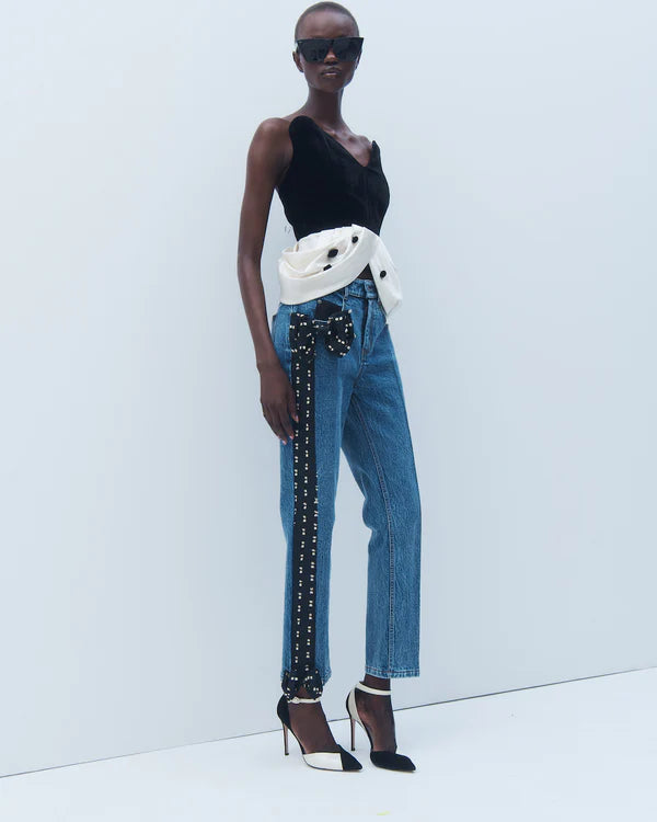 Lyra Embroidered Bow Slim Jeans
