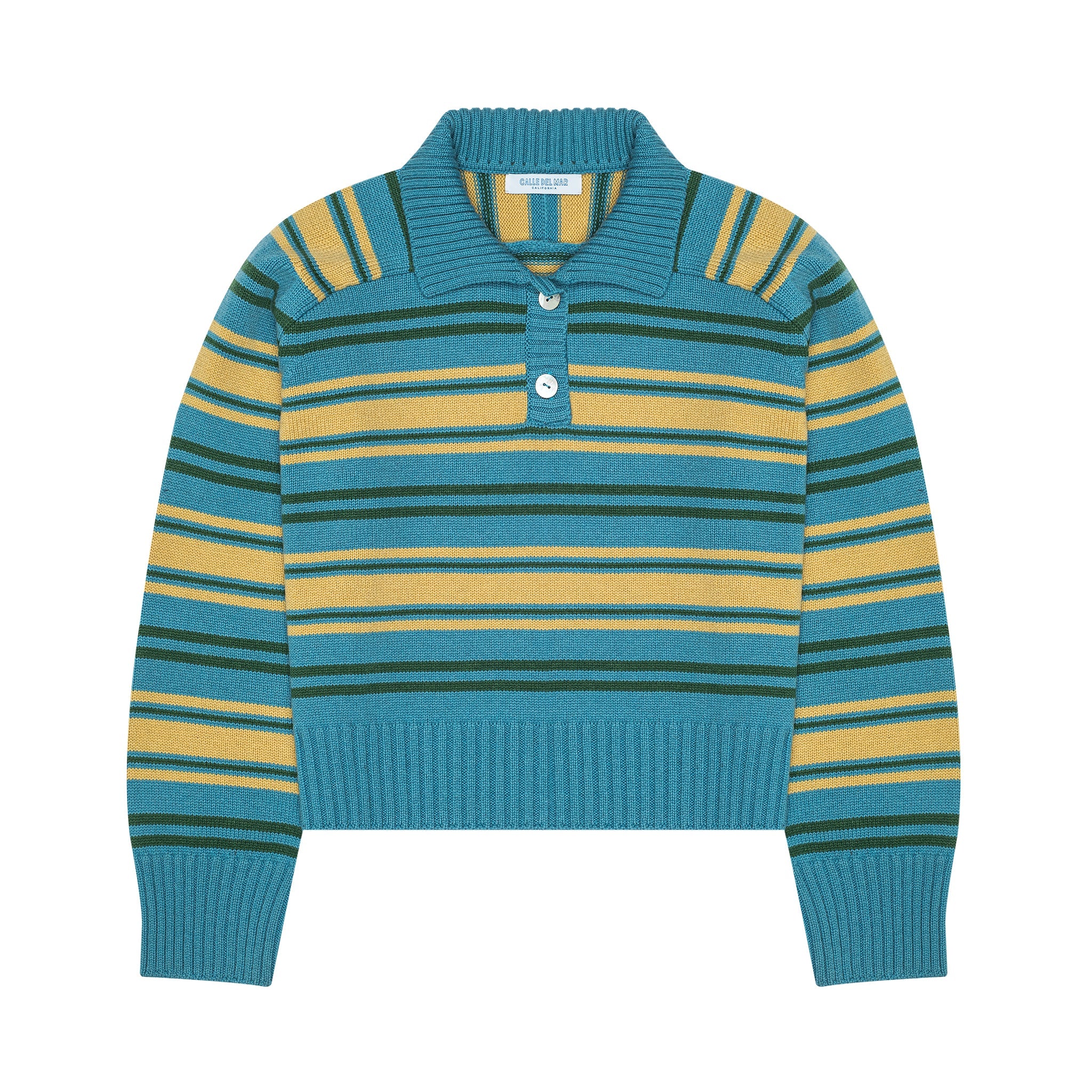 Paper Stripe Cashmere Polo Sweater