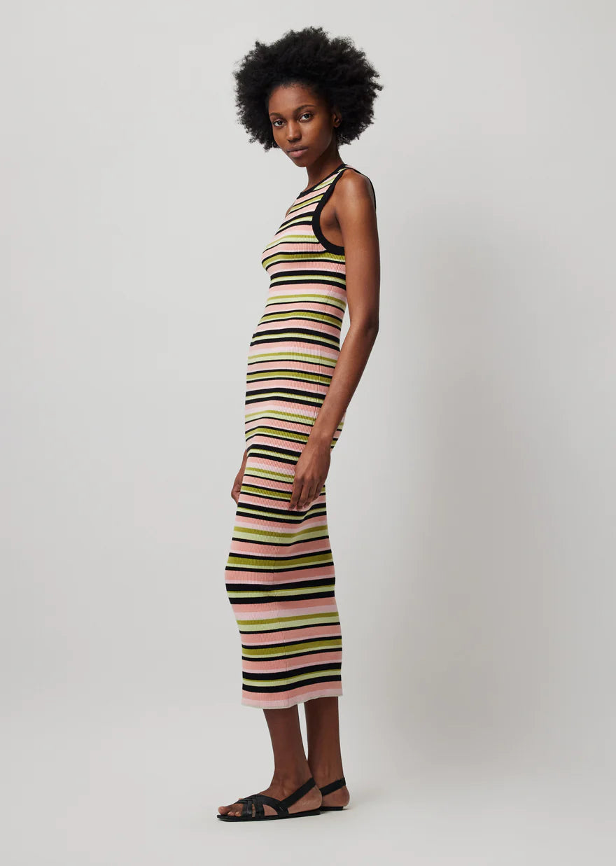 Mutli Yarn Stripe Sleeveless Midi Dress