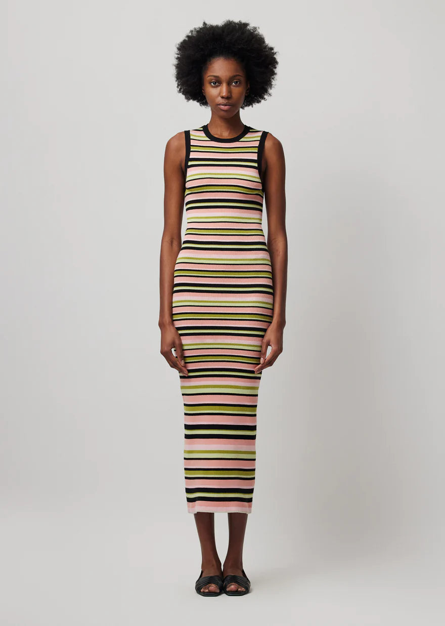 Mutli Yarn Stripe Sleeveless Midi Dress