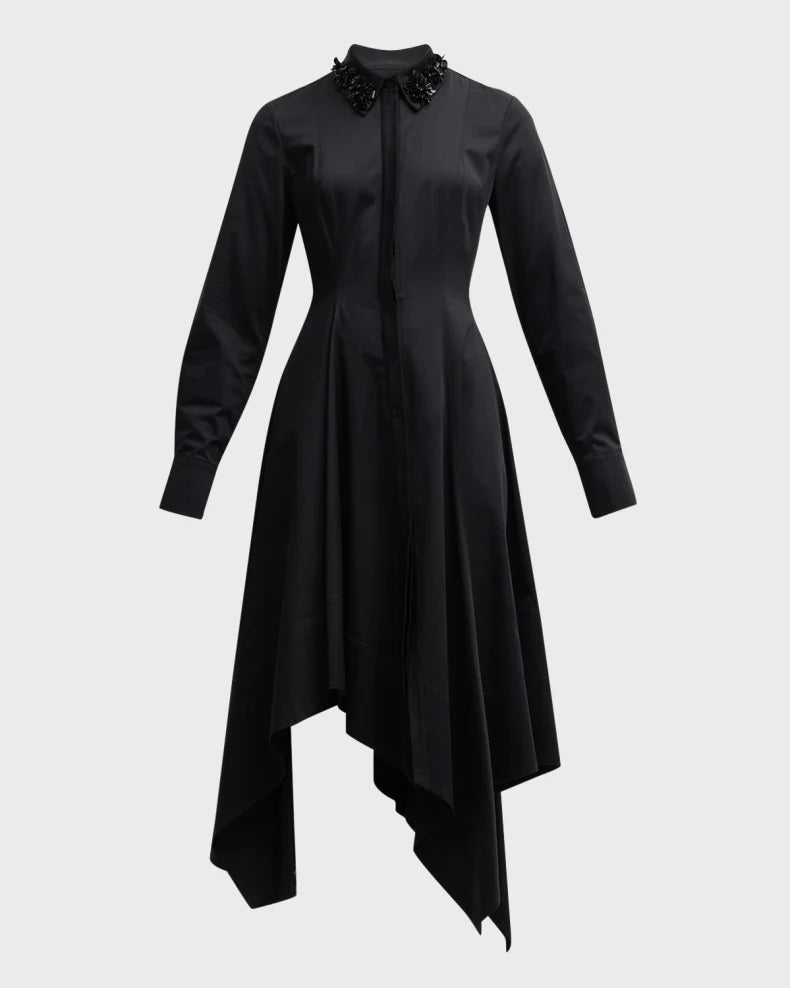 Cotton Dress With Embroidered Collar