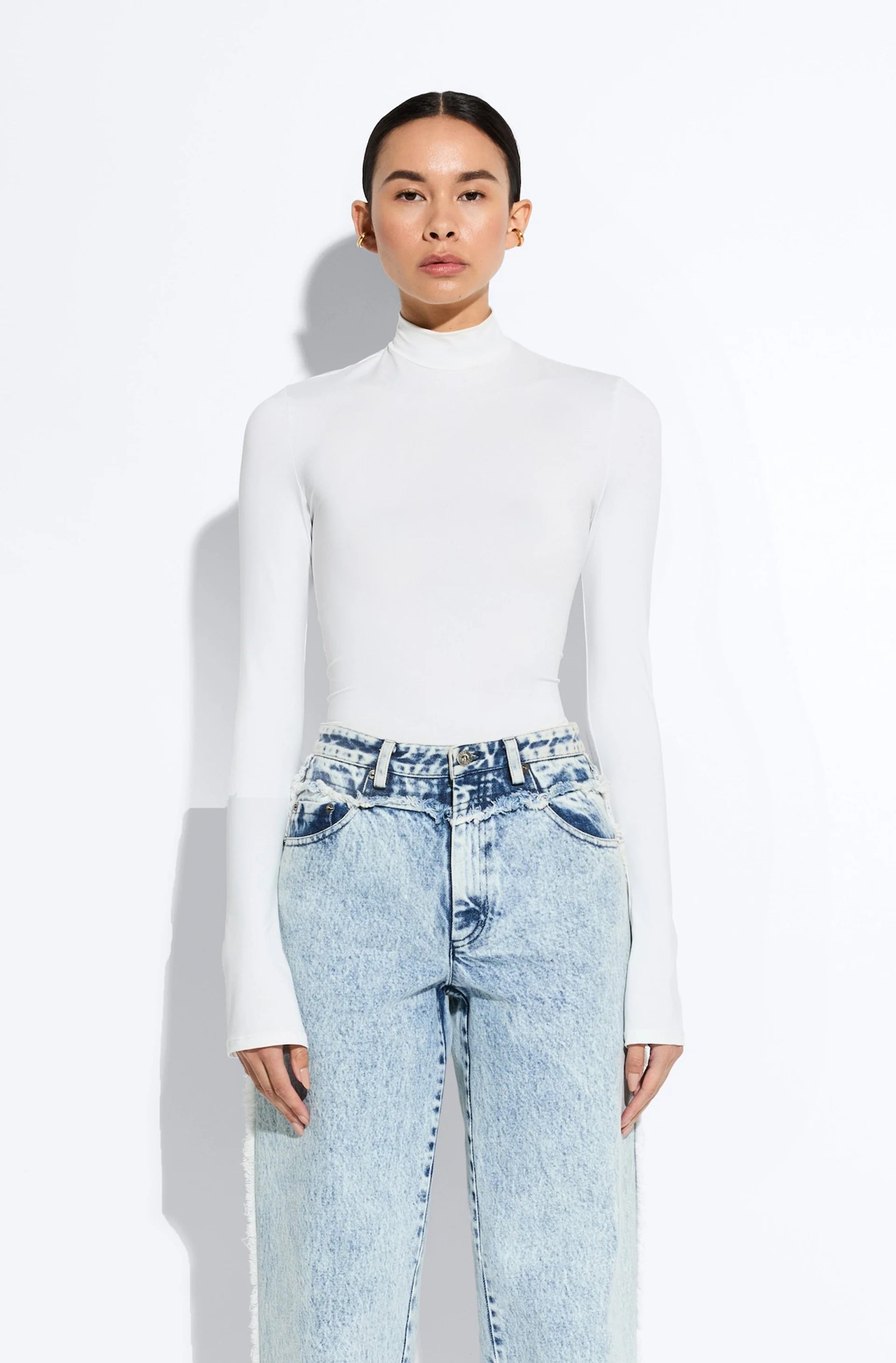 Compact Jersey Mock Neck Bodysuit