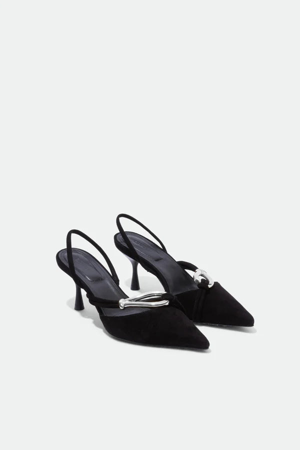 Love Knot Suede Slingback Heel