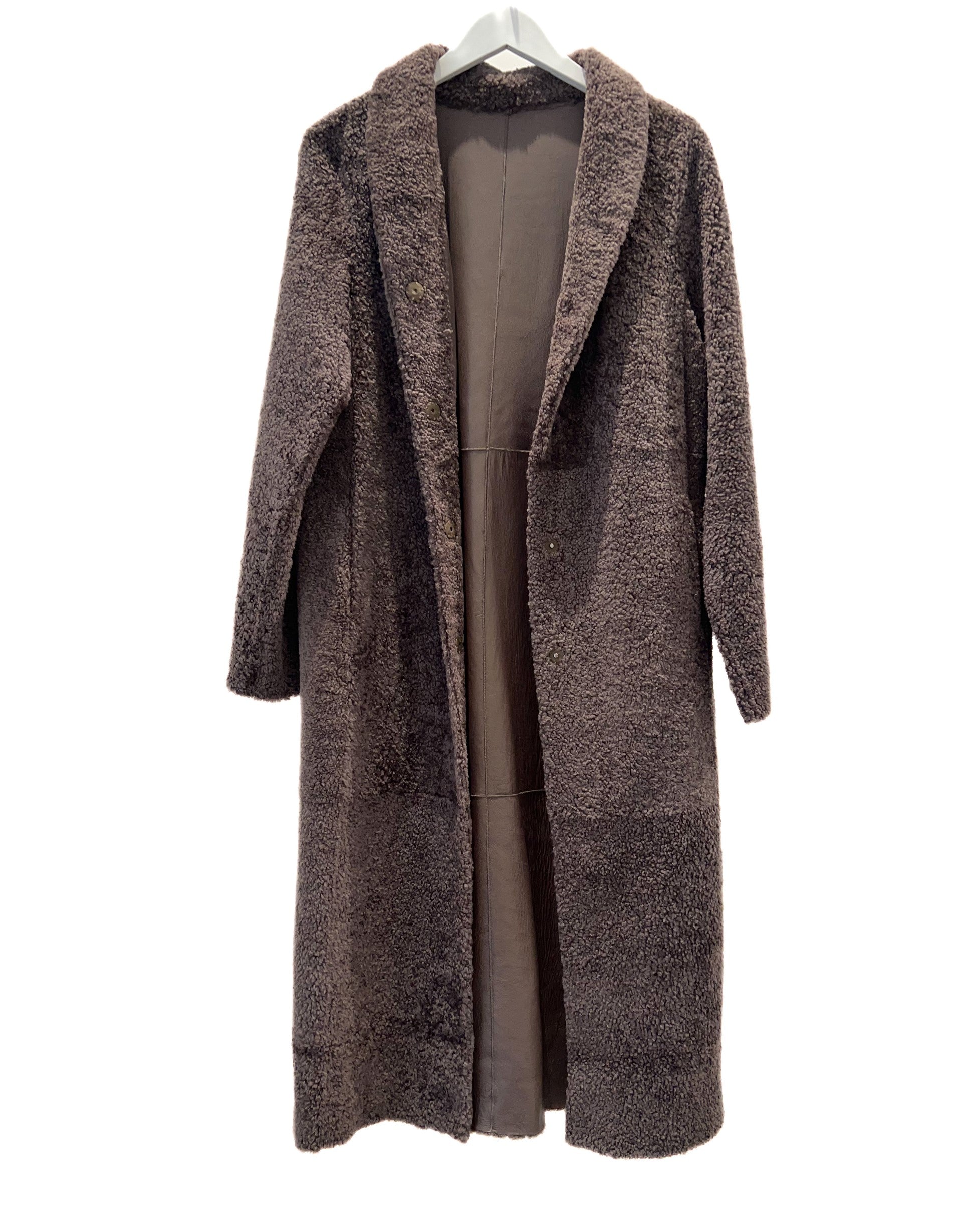 Curly Shearling Shawl Collar Coat