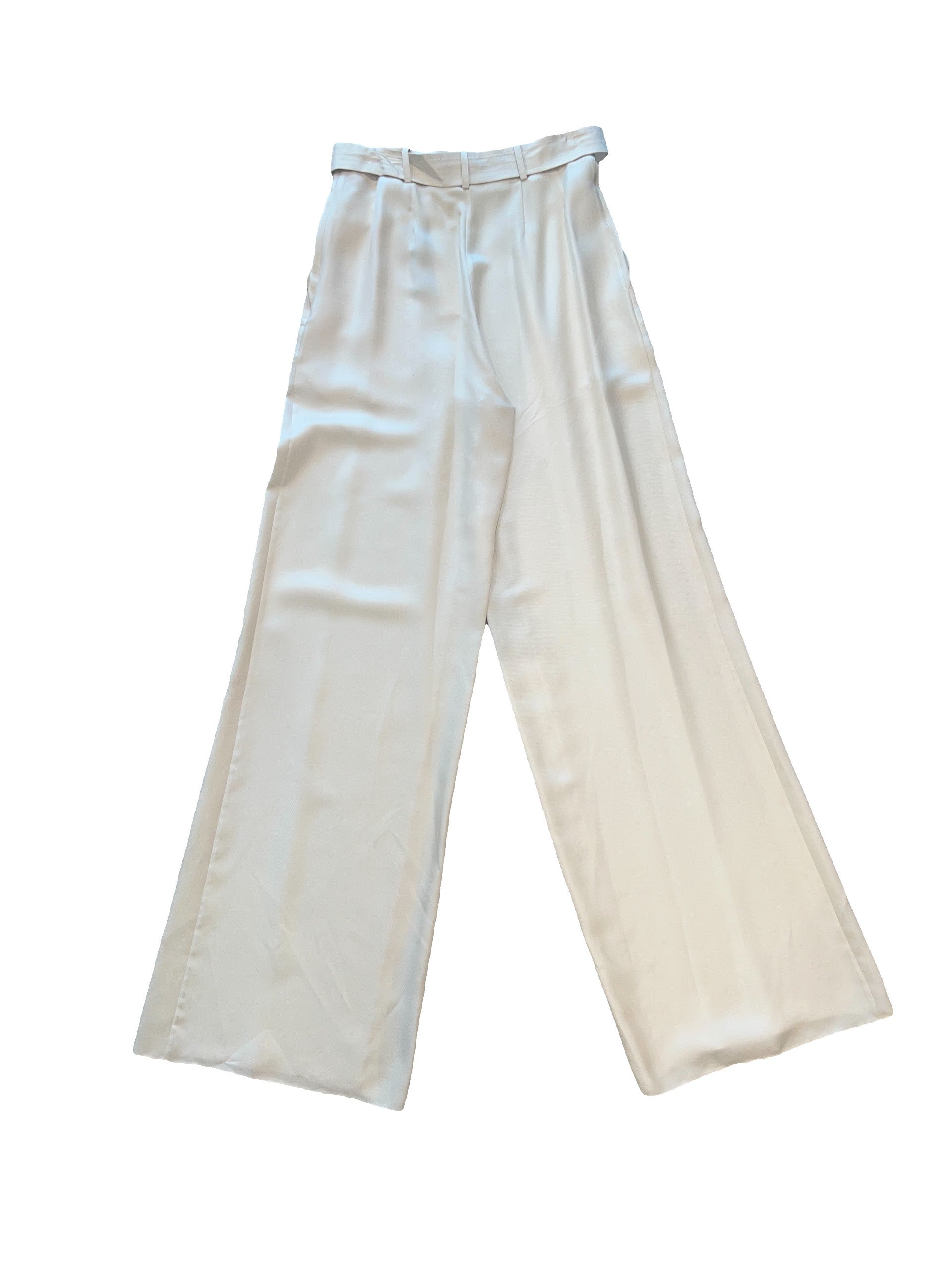 Silky Twill High Waisted Belted Pants