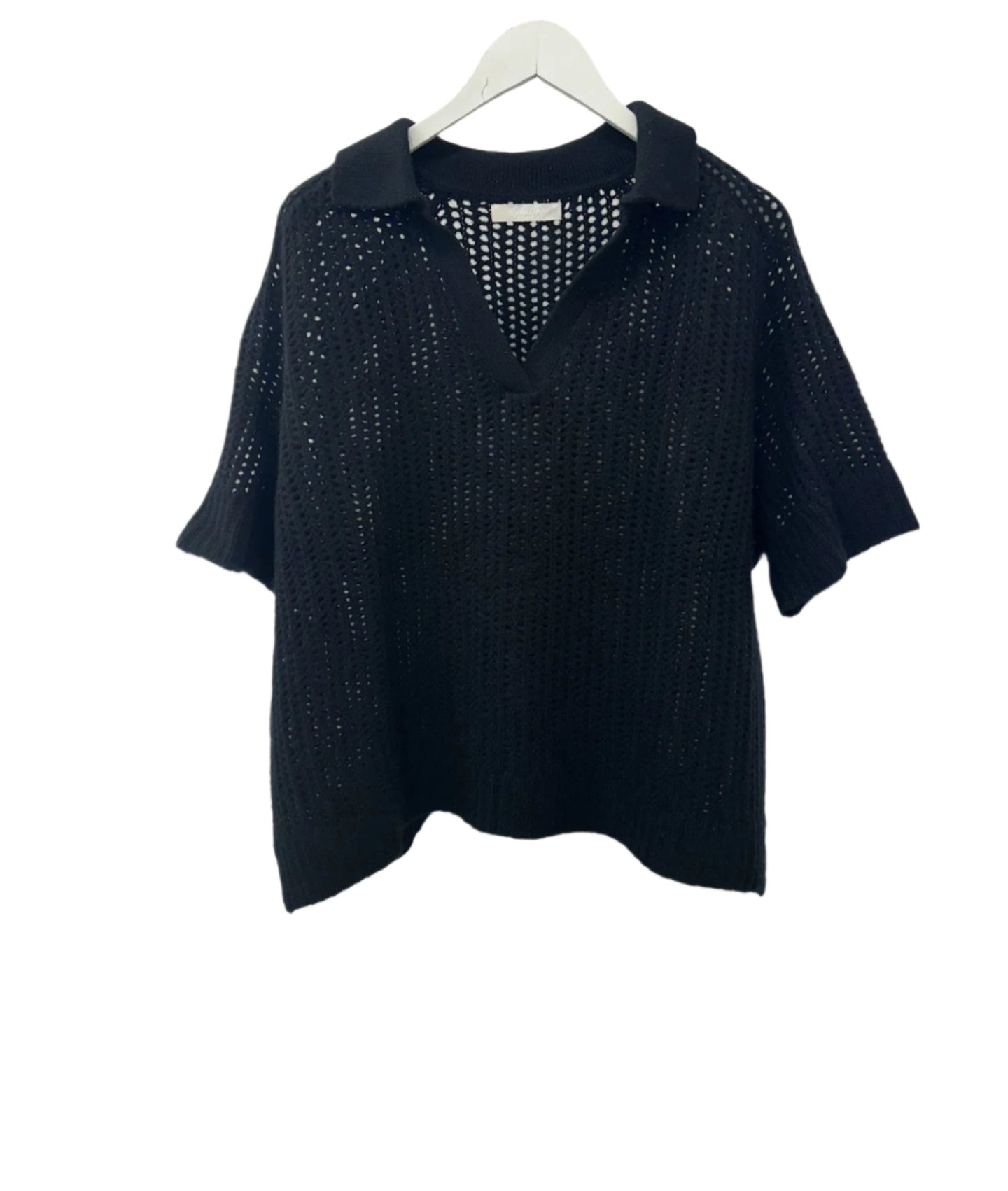 Shalom Relaxed Split Neck Polo Lounger Tee